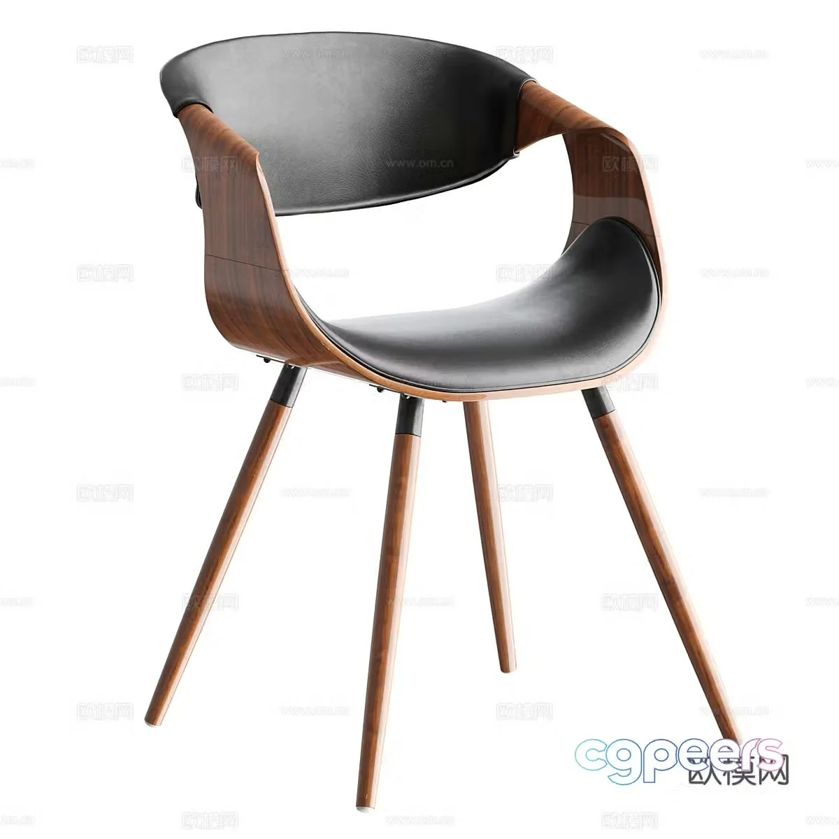 Modern Italian wooden leather chair 3d model