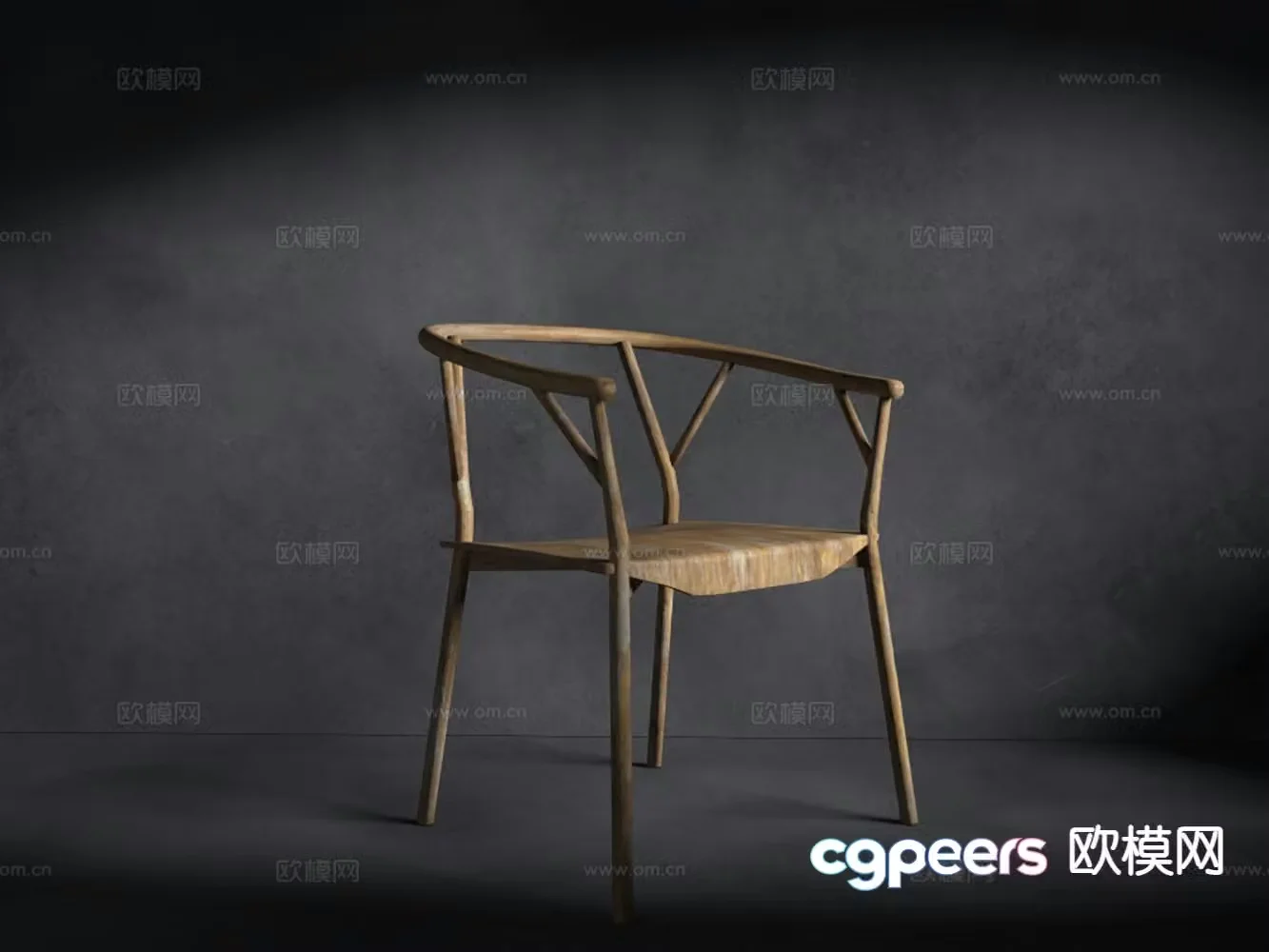 New Chinese style armchair single chair solid wood chair tea chair 3D model