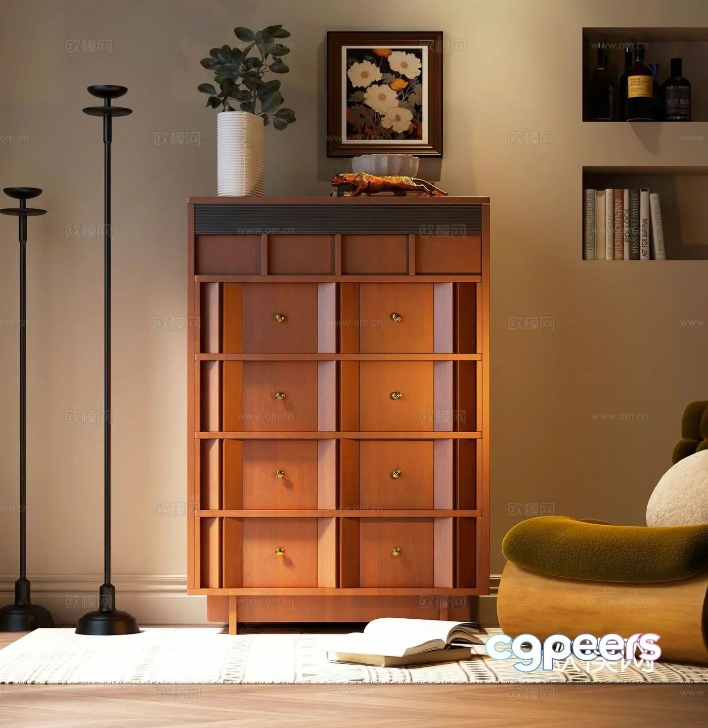 Medieval style chest of drawers 3D model