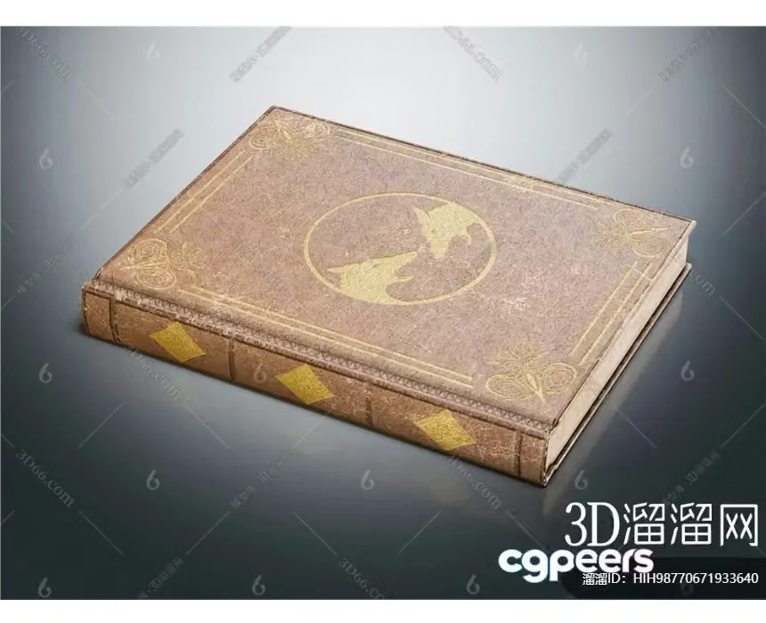 A Brown Book With Gold Accents 3D Model – 551 – VRAY Render