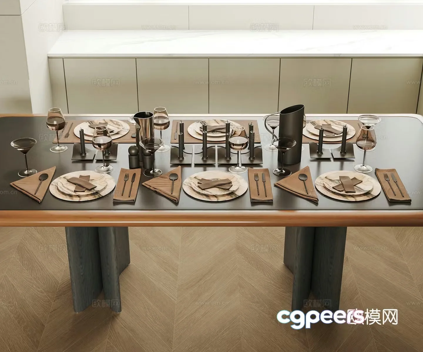 Modern tableware dining tray 3d model