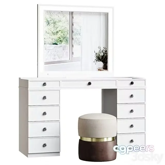 3ds Max Free – Tresanti Alexandra Vanity Table with LED Lighted Mirror