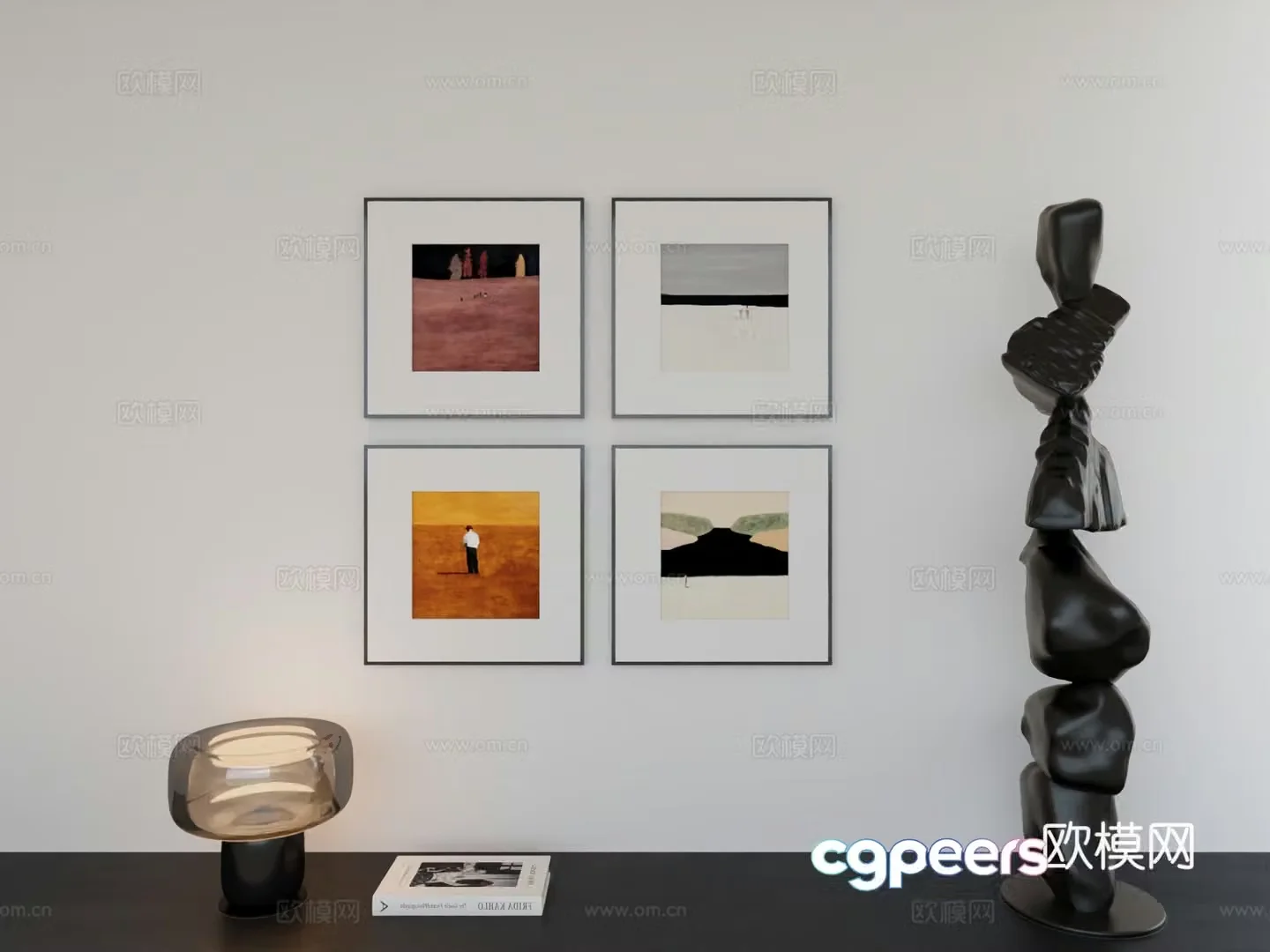 Modern minimalist hanging painting Bauhaus minimalist array hanging painting 3D model
