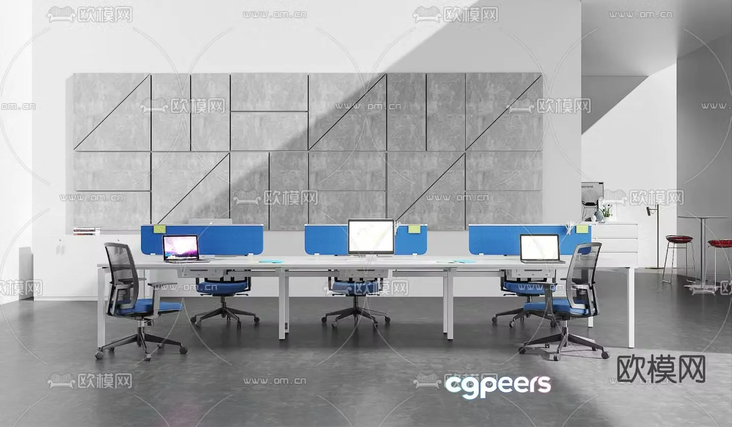 Card space office desk and chair work station 3D model