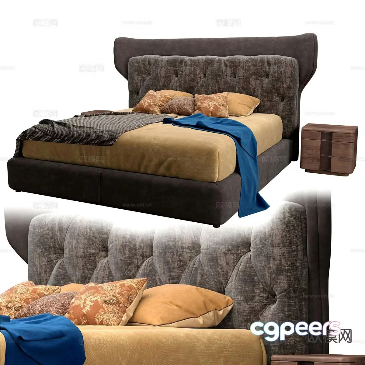 Modern double bed 3d model