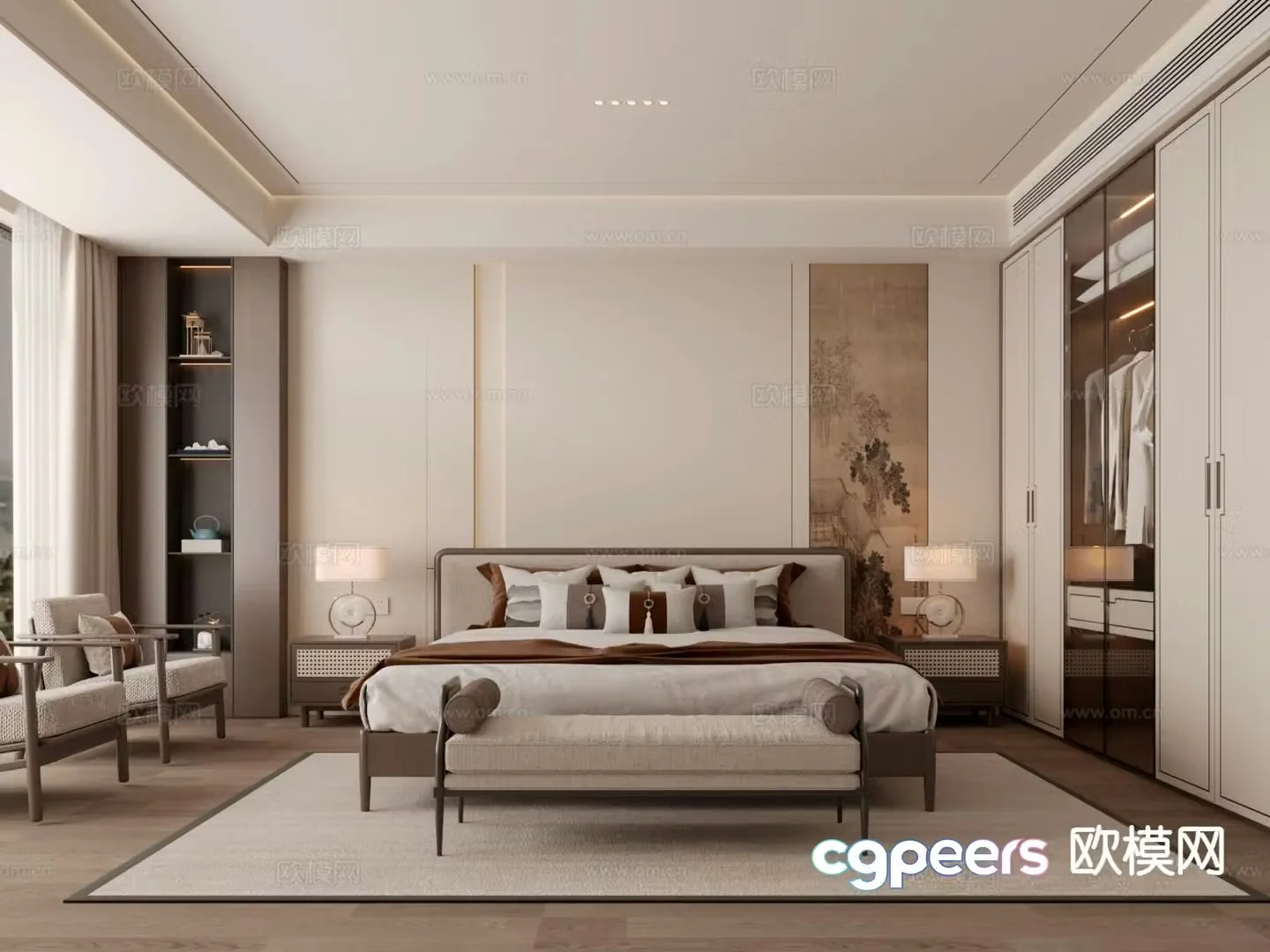 New Chinese style bedroom master bedroom 3d model