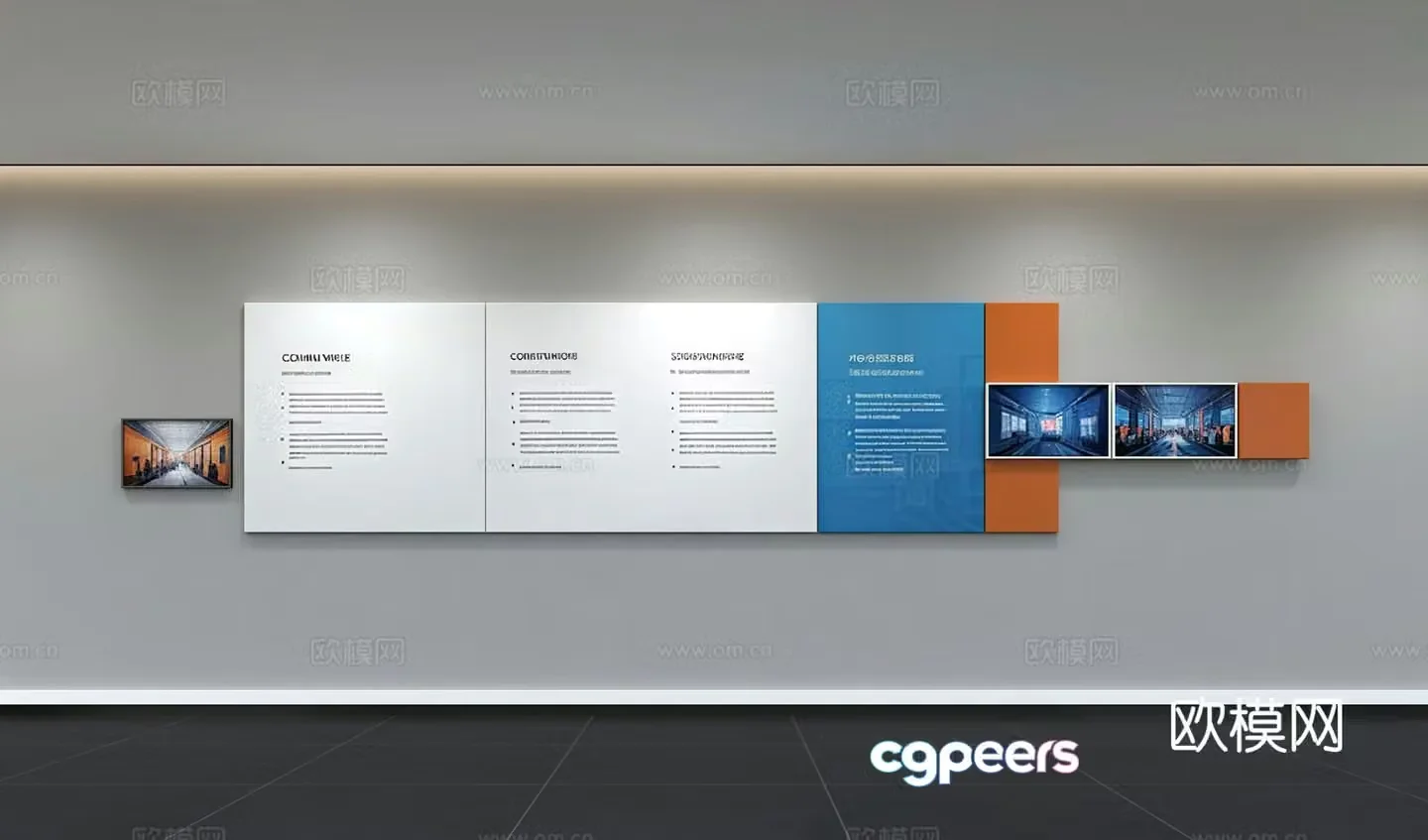 Modern corporate culture wall Office background wall Corridor Promotional column Slogan Slogan Corporate style 3D model