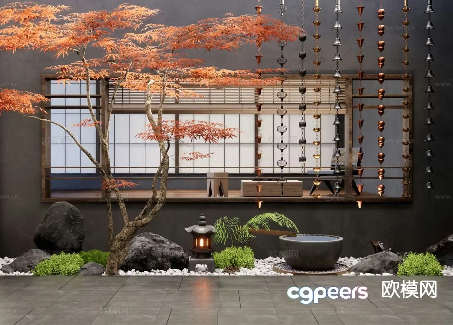 New Chinese style interior landscape interior landscaping 3D model