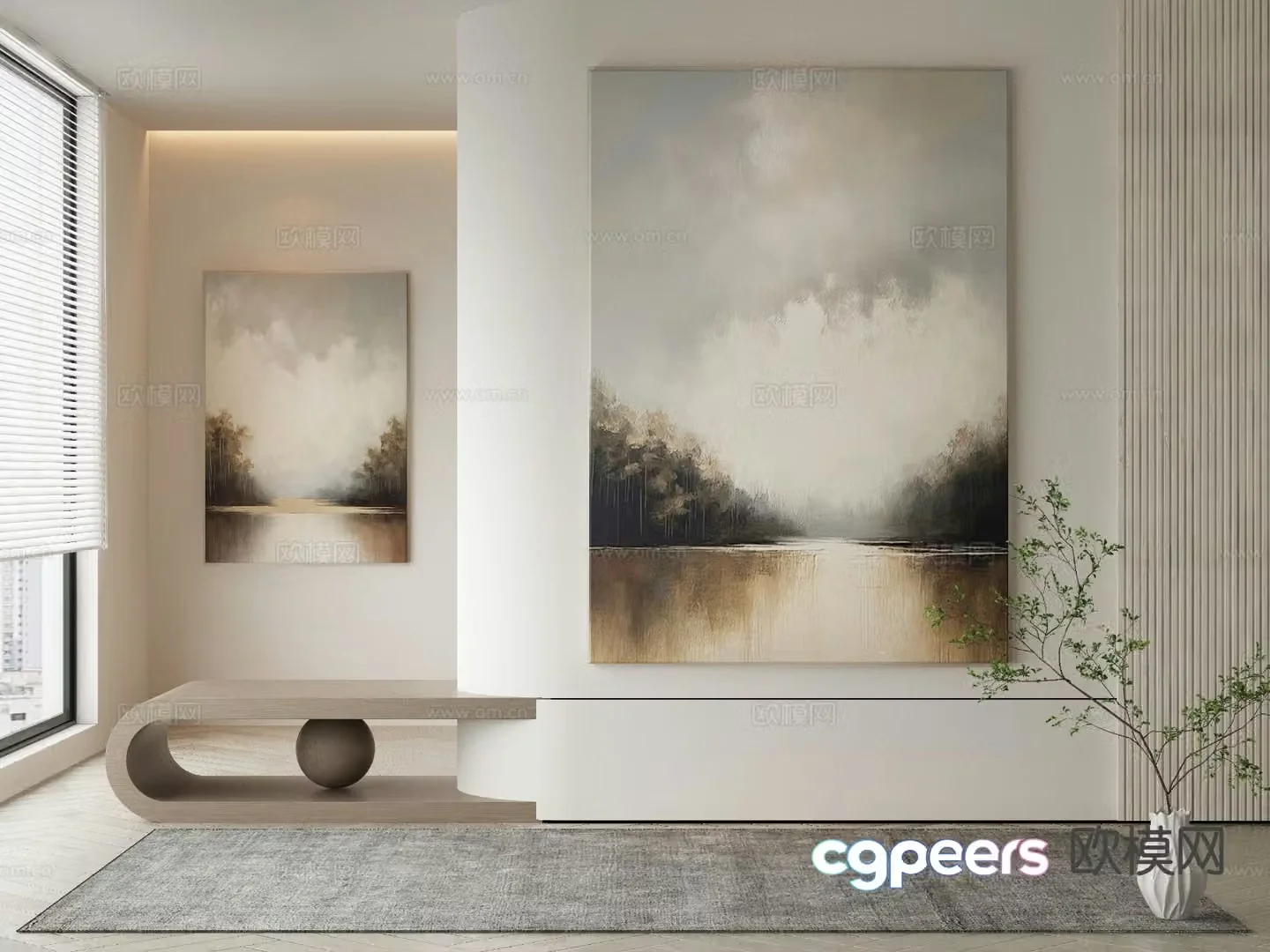 Modern decorative painting landscape oil painting 3d model