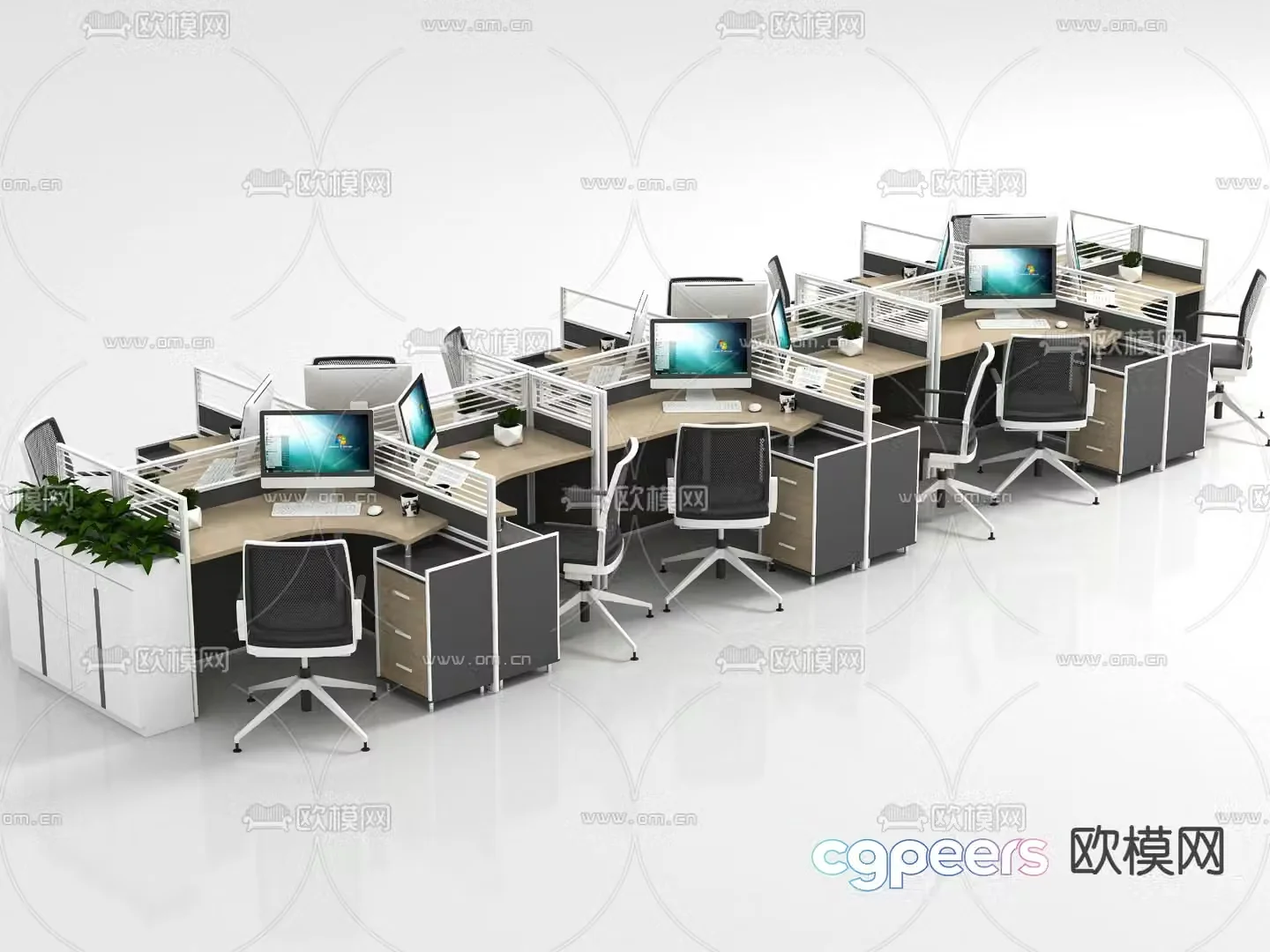 Card space desk staff table 3d model