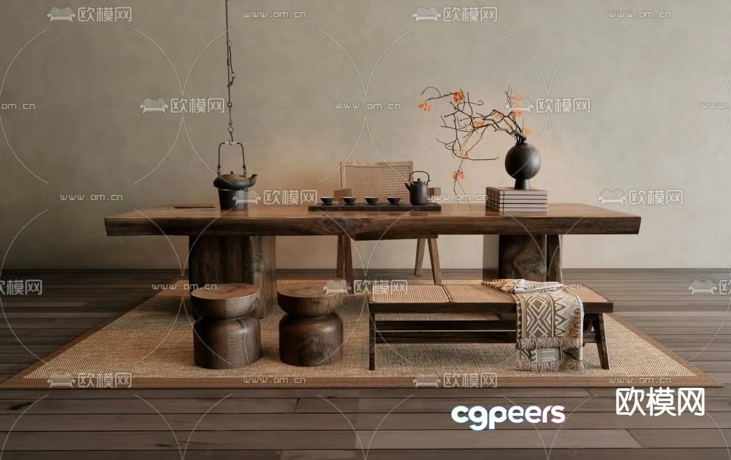 Wabi-sabi tea table tea table 3d model