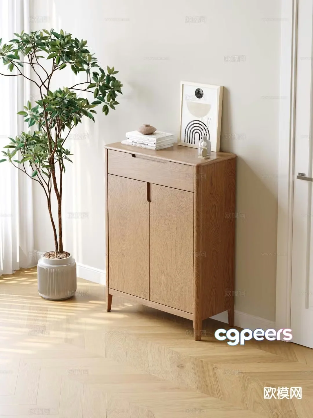 Log style shoe cabinet 3D model