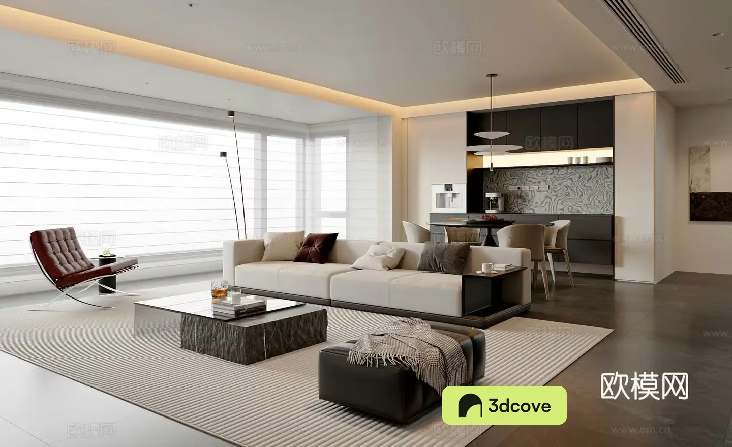 Modern simple living restaurant sofa and coffee table combination sideboard round dining table and chair leisure chair