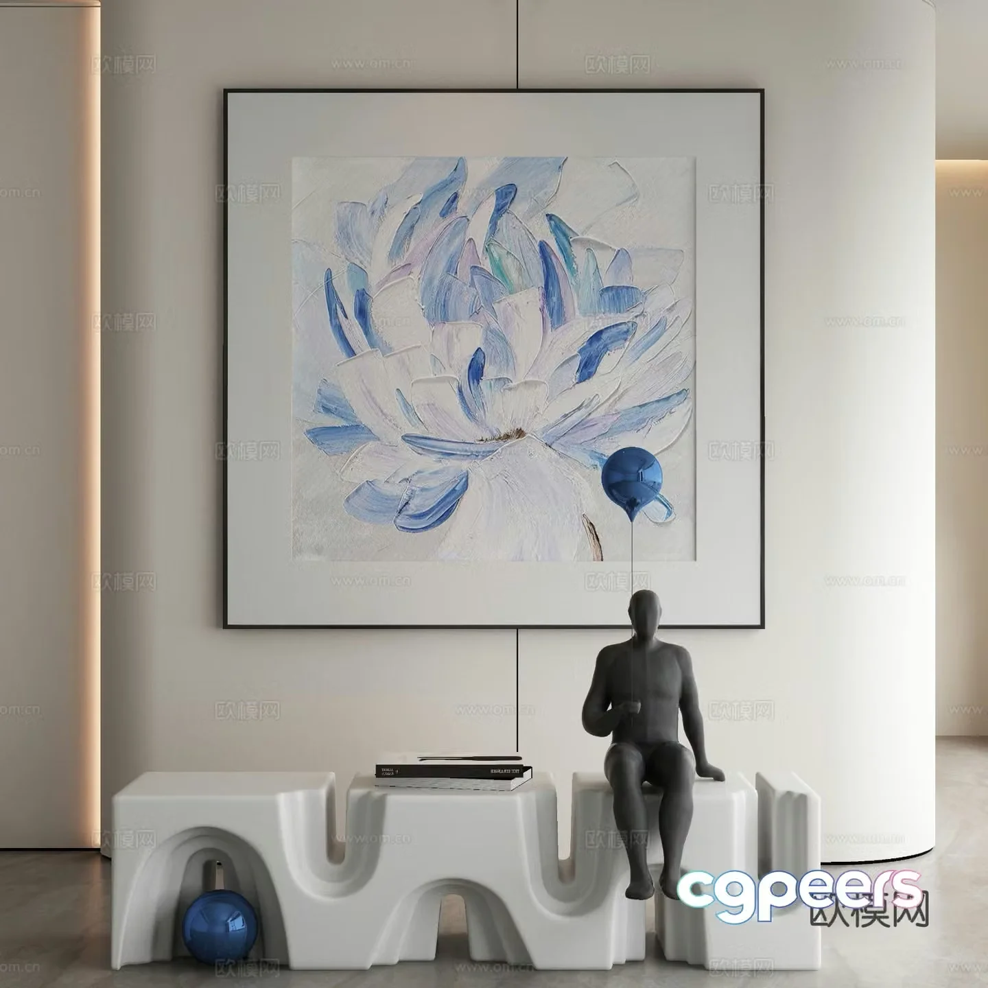 Modern texture painting decorative painting 3d model