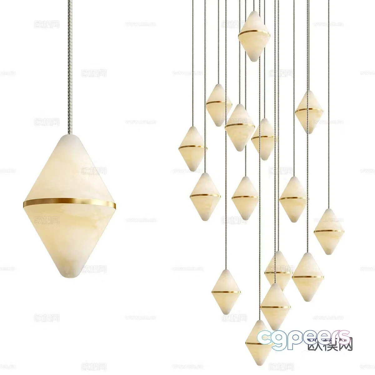 New Chinese style light luxury decorative chandelier 3D model