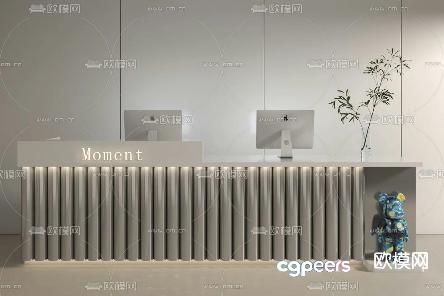 Modern front desk reception desk service desk 3d model