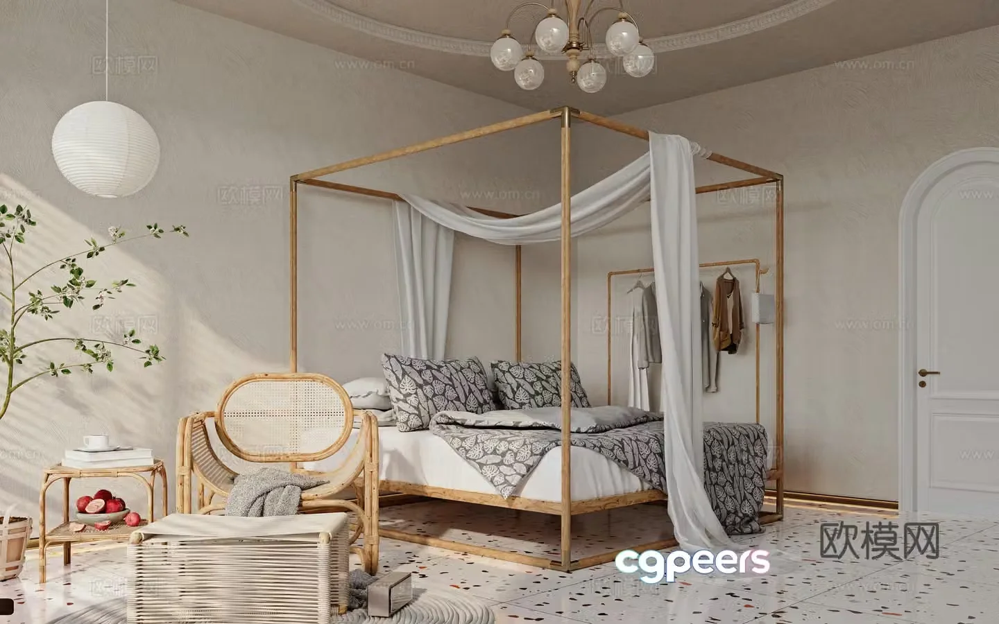 Log style bedroom master bedroom 3d model