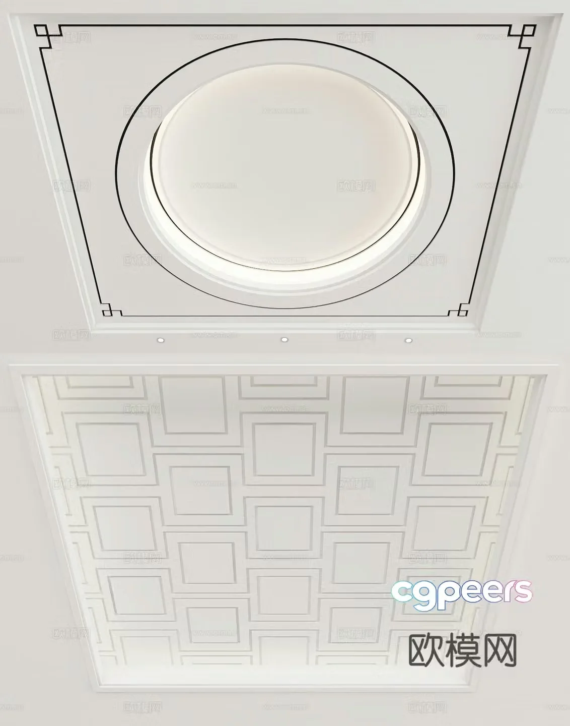 New Chinese style ceiling round suspended ceiling 3D model