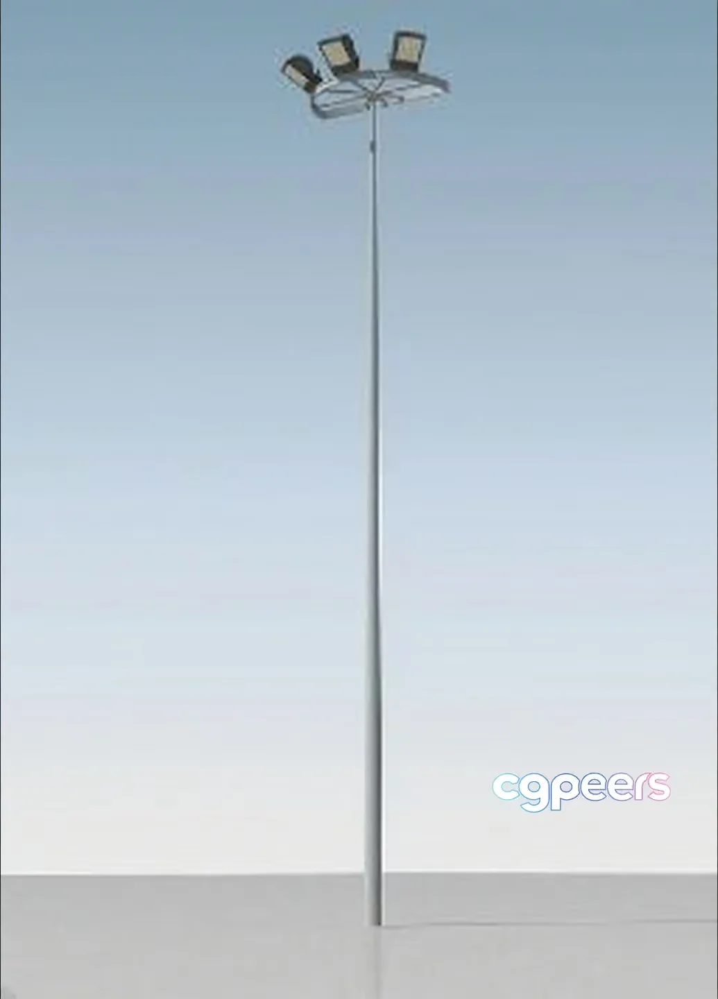 Tall Metal Light Pole 3D Model – 3320 – VRAY Render
