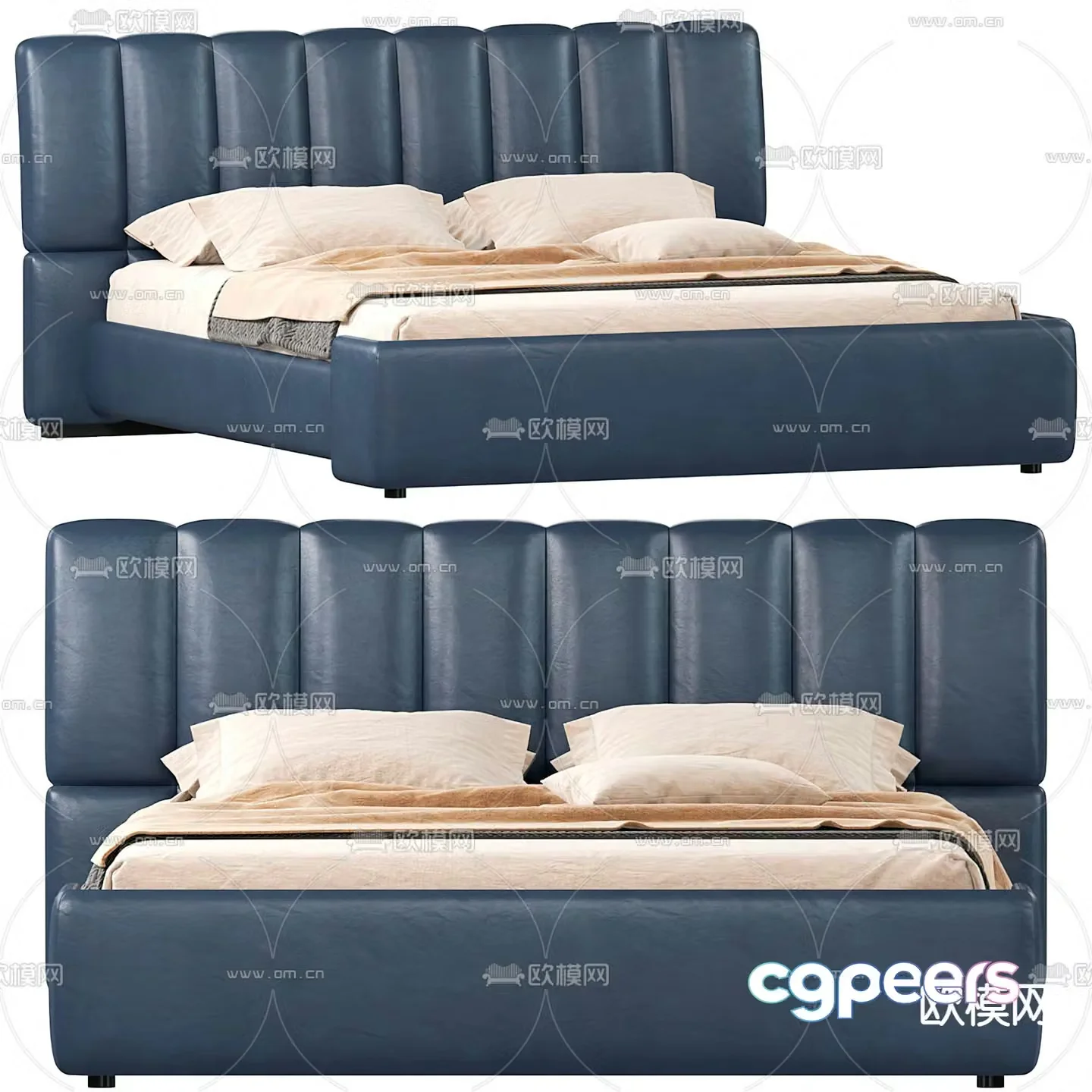 Modern double bed 3d model