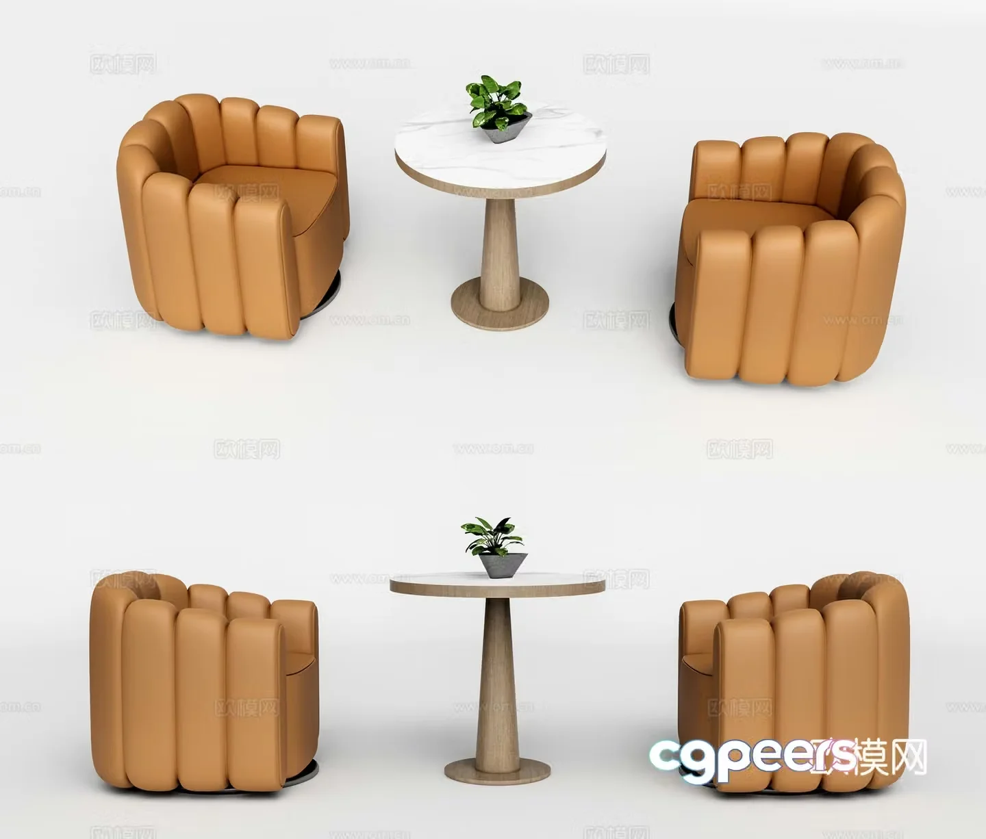 Modern leather single sofa 3d model