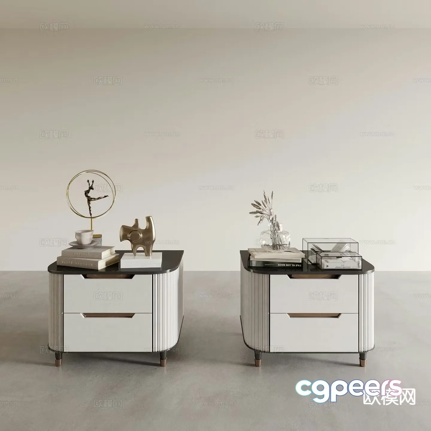 Light luxury bedside table 3D model