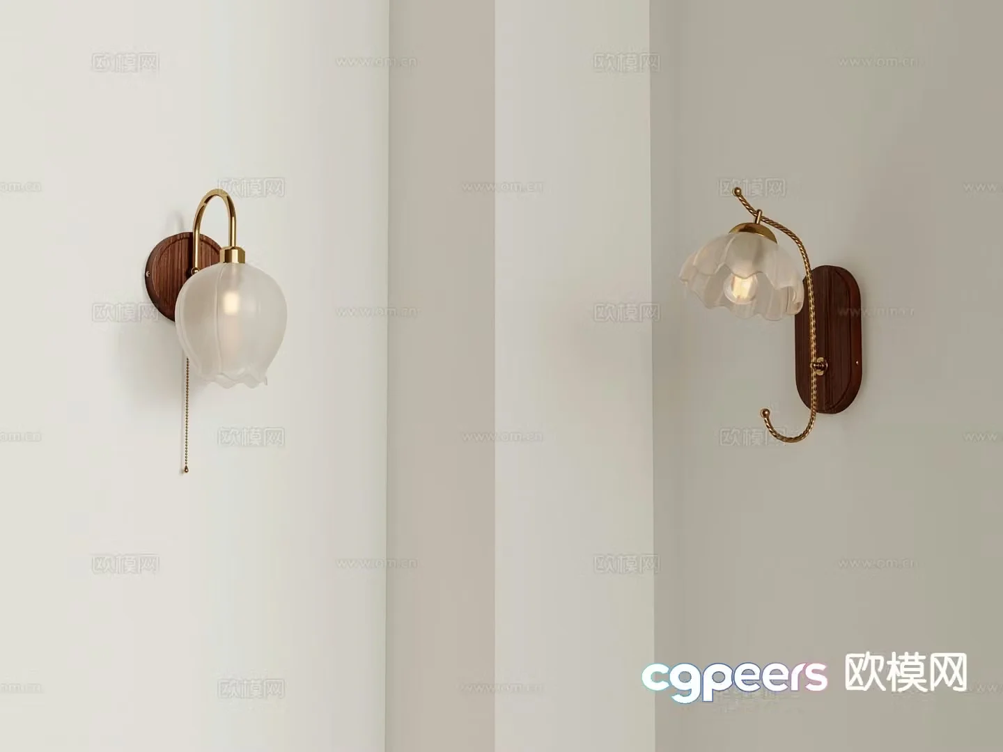 Medieval style wall lamp flower bud wall lamp 3d model