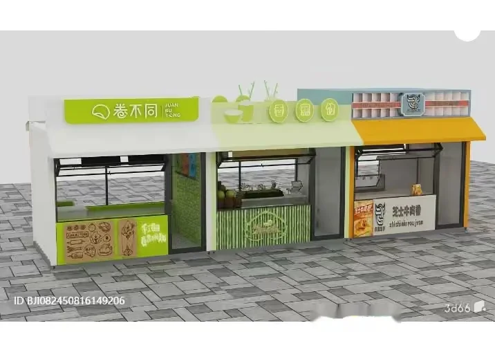 A Food Stand With A Green And Yellow Awning 3D Model – 554 – VRAY Render
