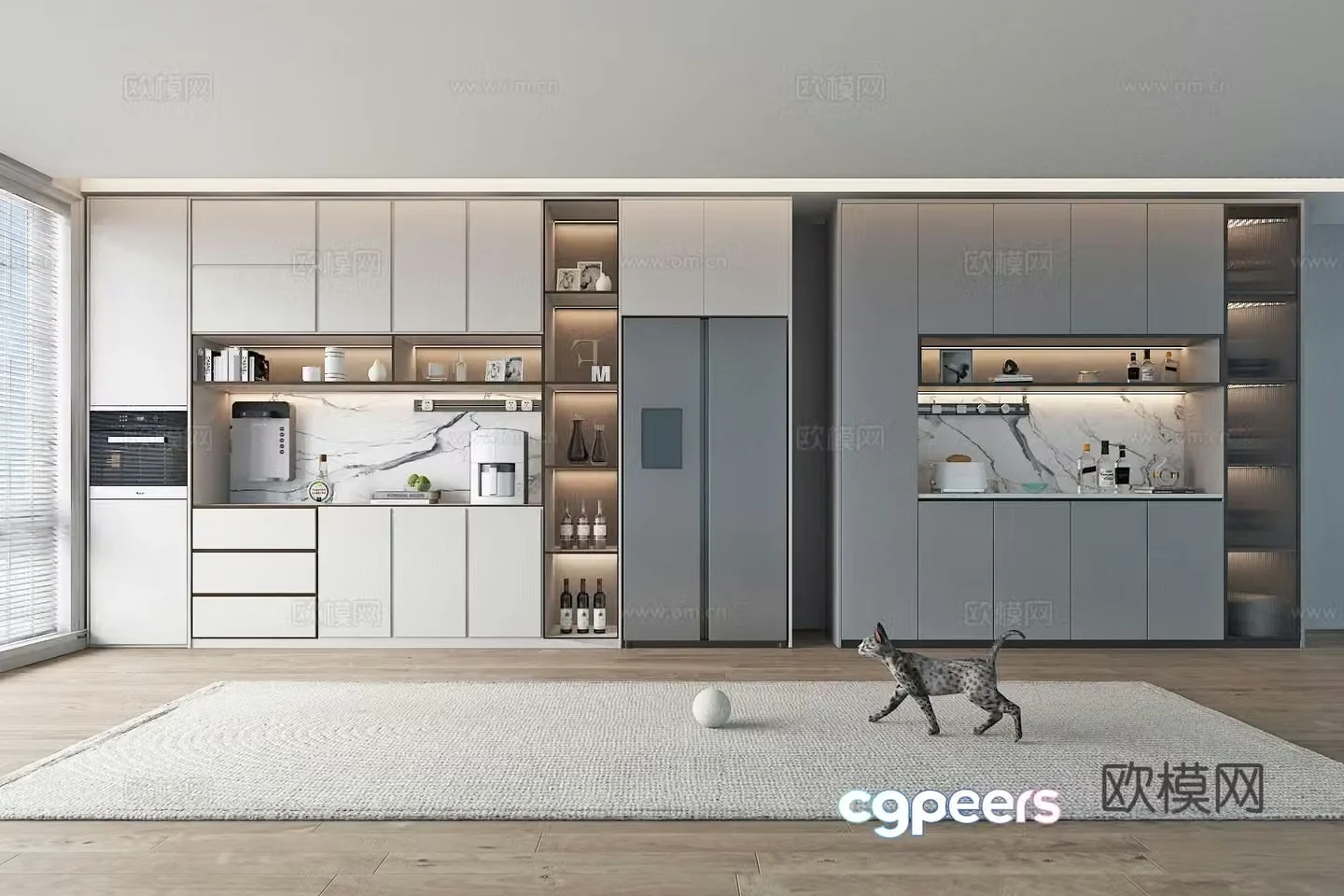Modern sideboard wine cabinet restaurant cabinet 3d model