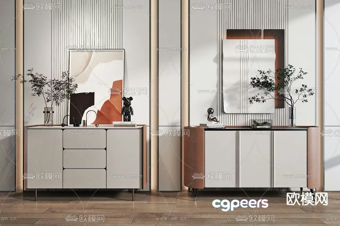 Modern entrance cabinet side cabinet end view cabinet 3d model