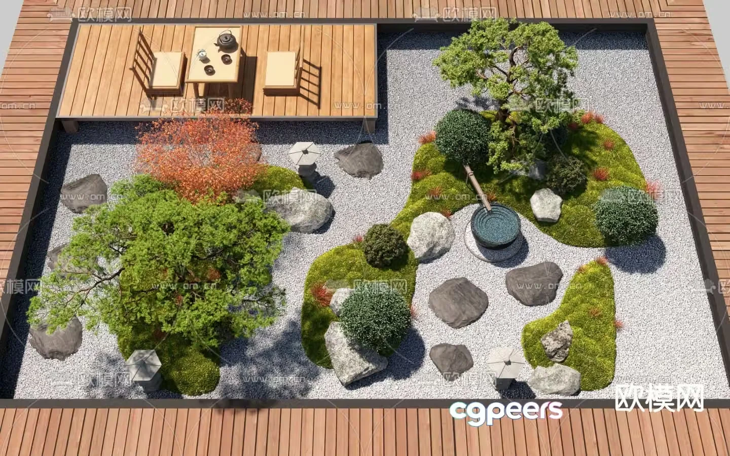 Dry landscape landscape courtyard landscape 3d model