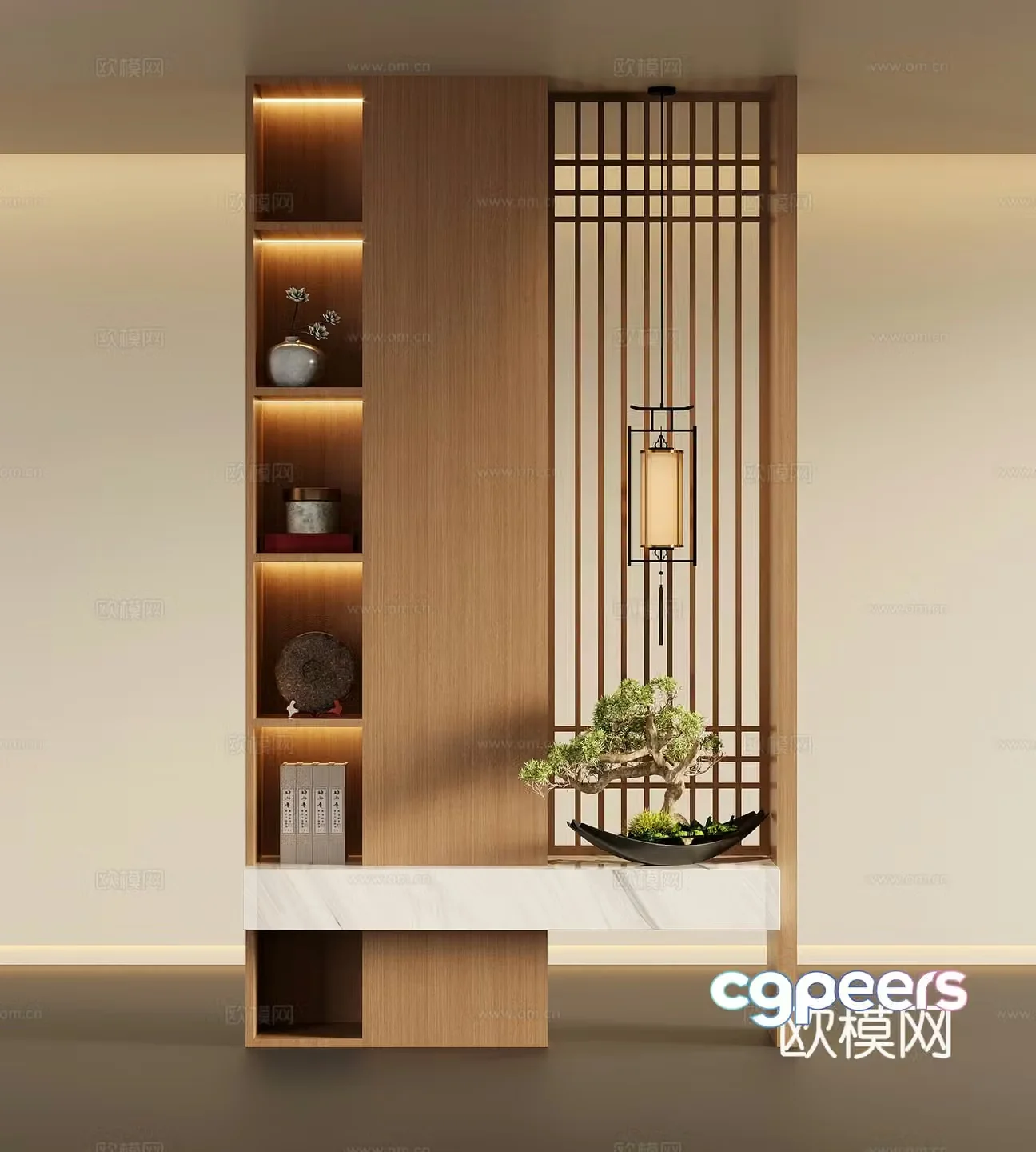 Partition cabinet New Chinese style partition cabinet Decorative cabinet 3D model