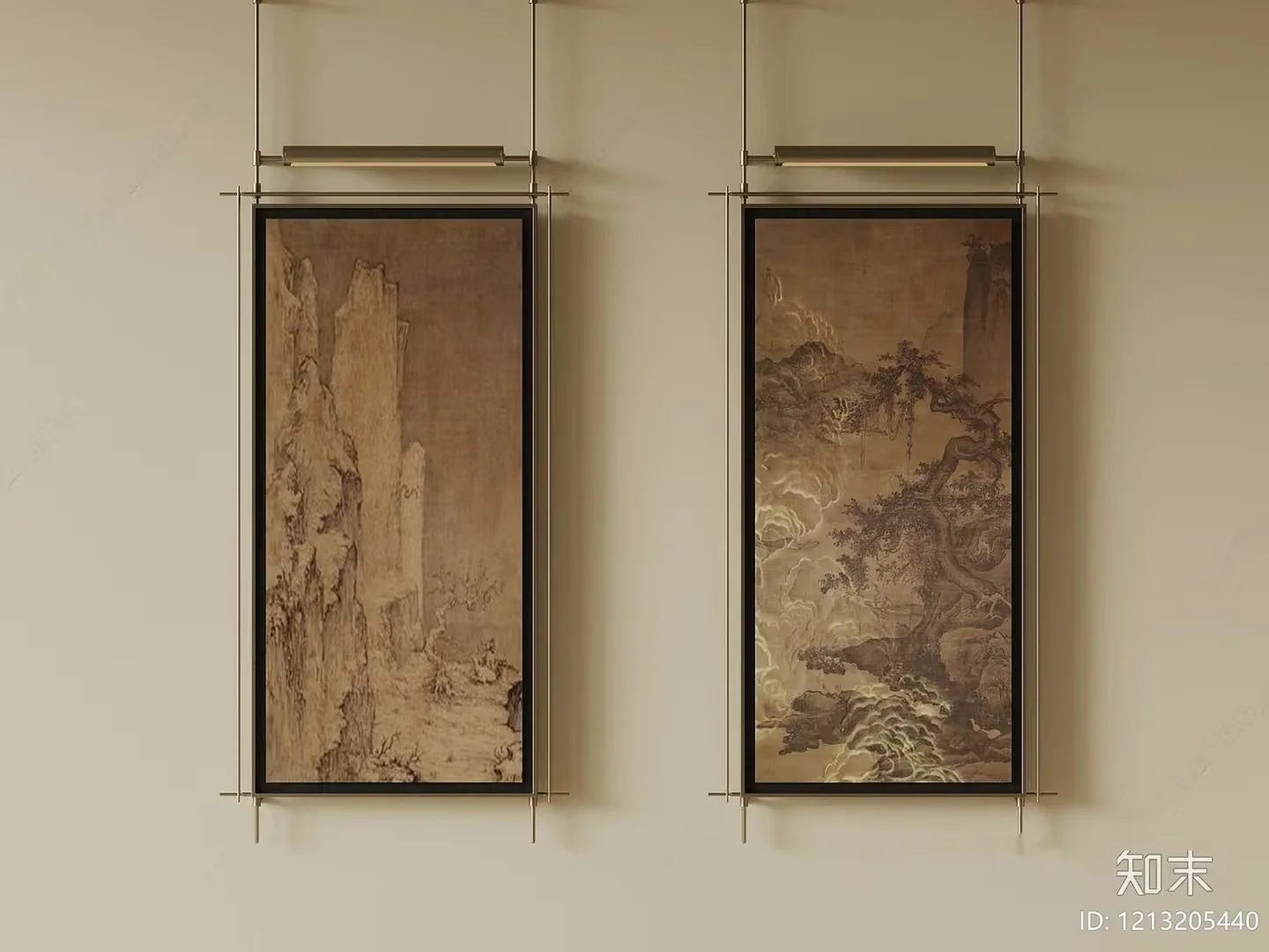 A Pair Of Asian-Style Paintings 3D Model – 5343 – VRAY Render