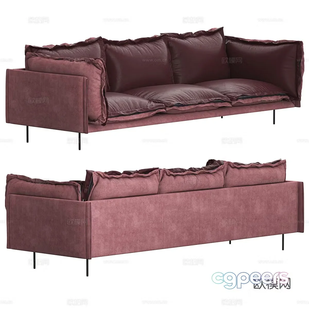 Three-person sofa 3d model