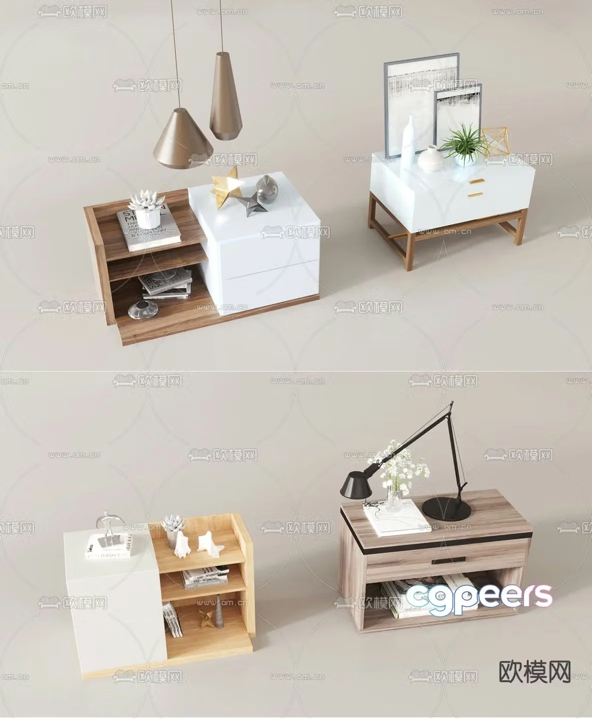 Modern bedside table 3d model