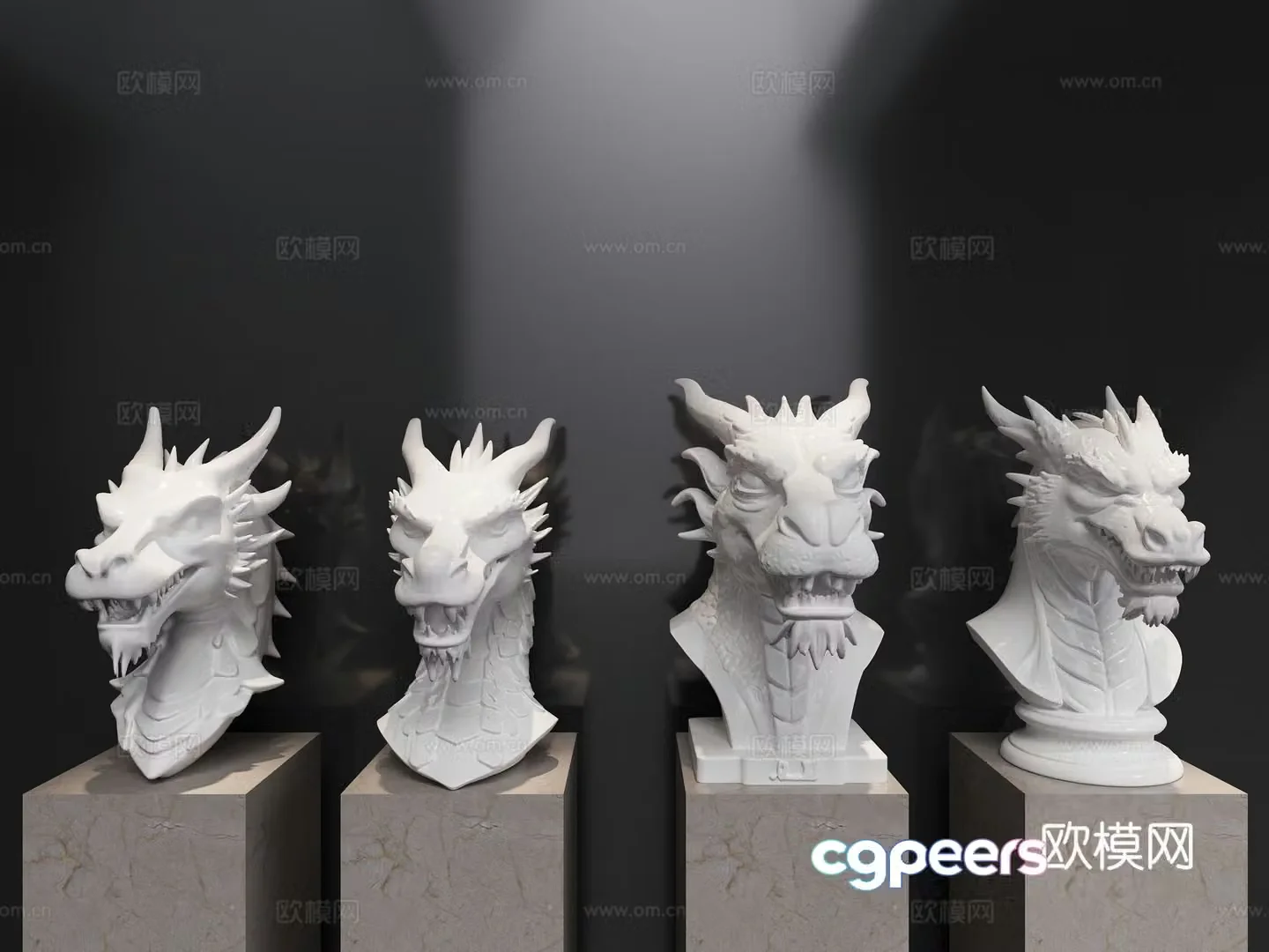 3d model of the dragon head sculpture