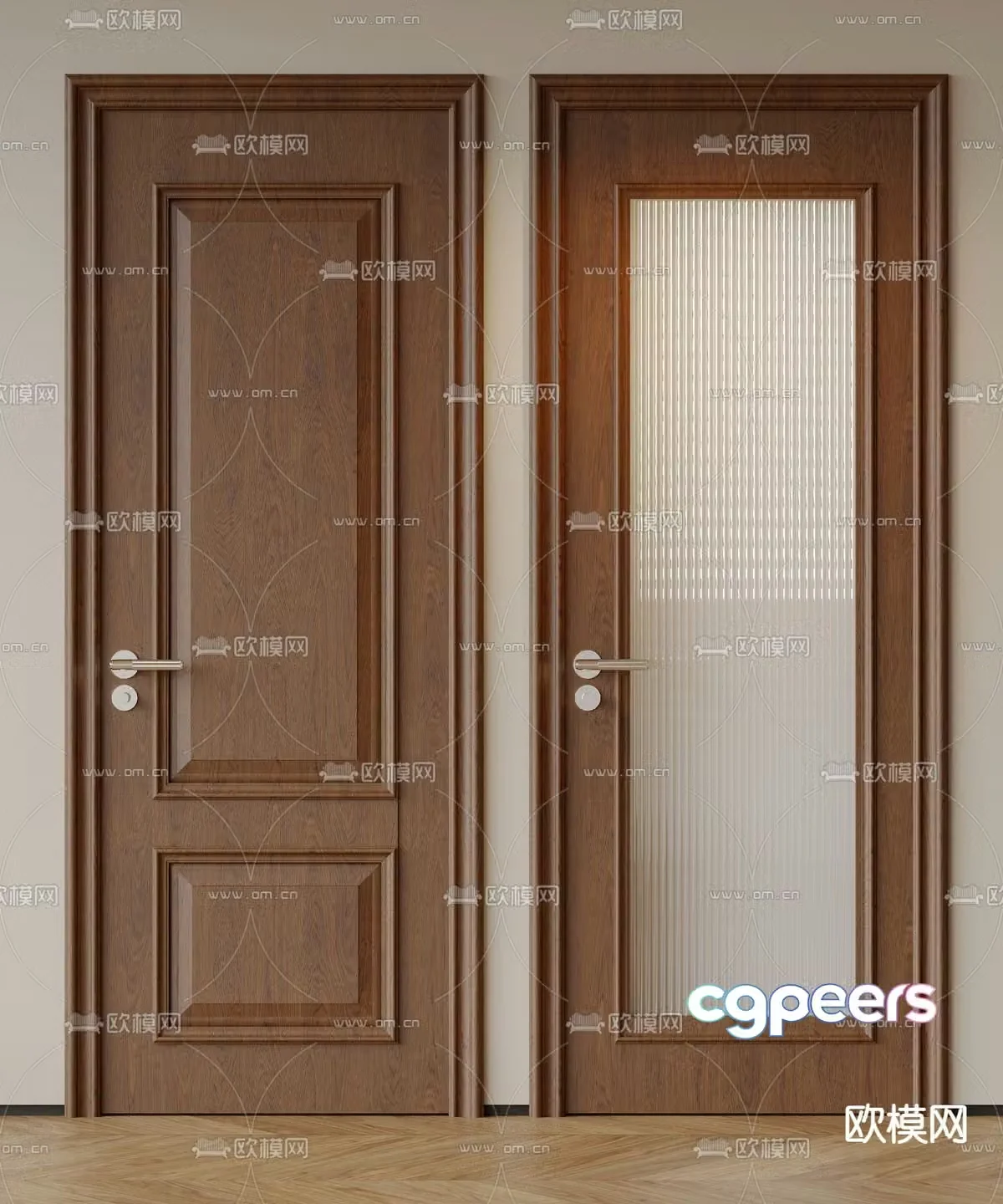 Medium style single-open door bedroom door bathroom door 3d model