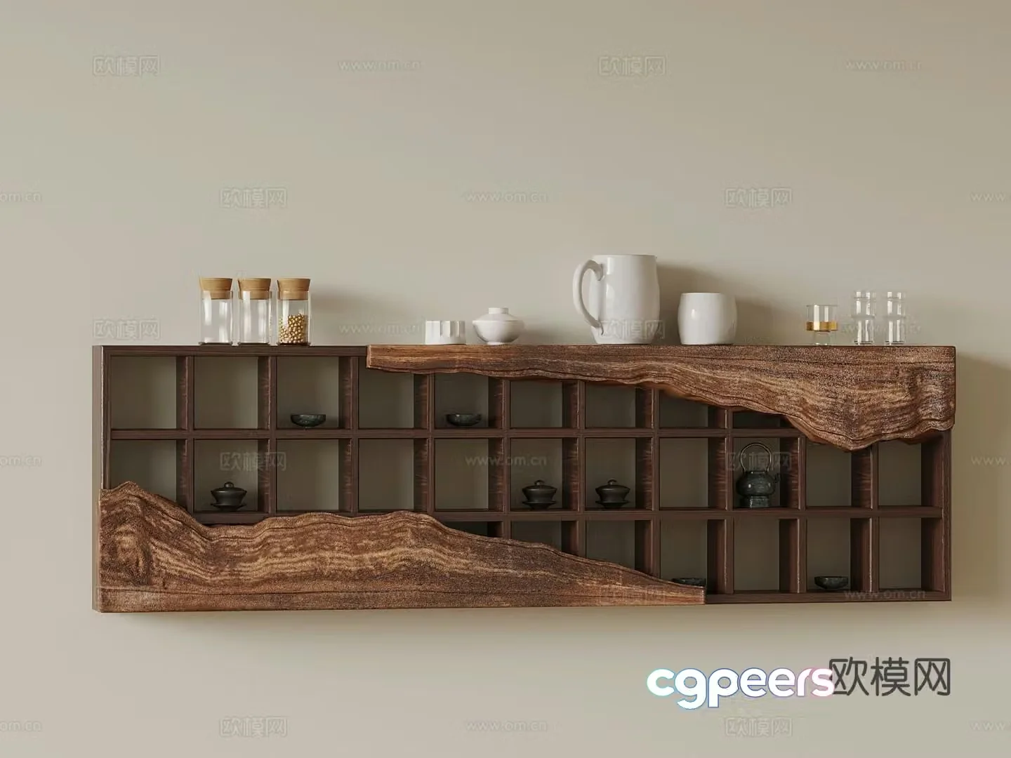 New Chinese style tea cabinet wall mounted cabinet 3d model