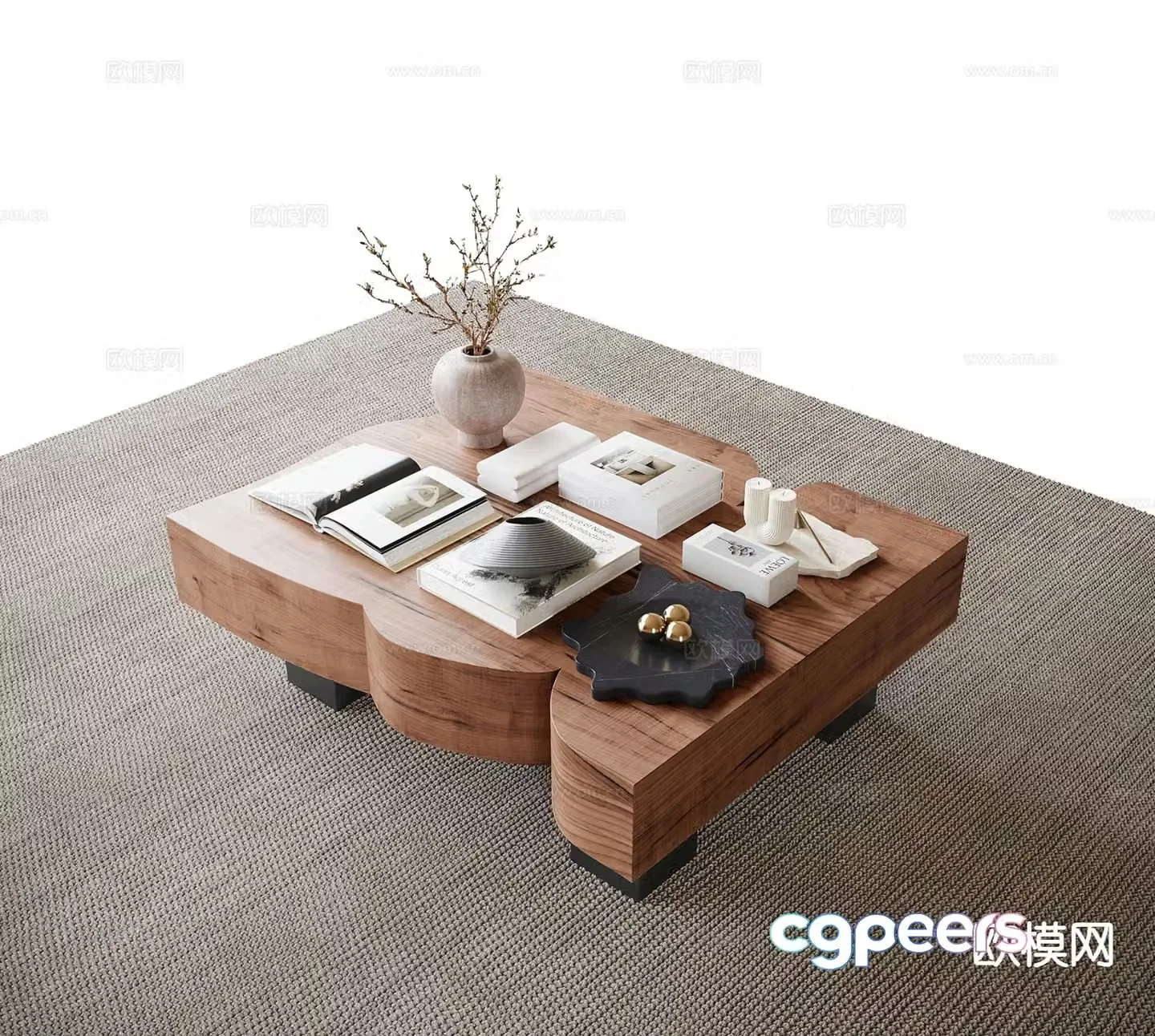Special shaped coffee table solid wood coffee table 3d model