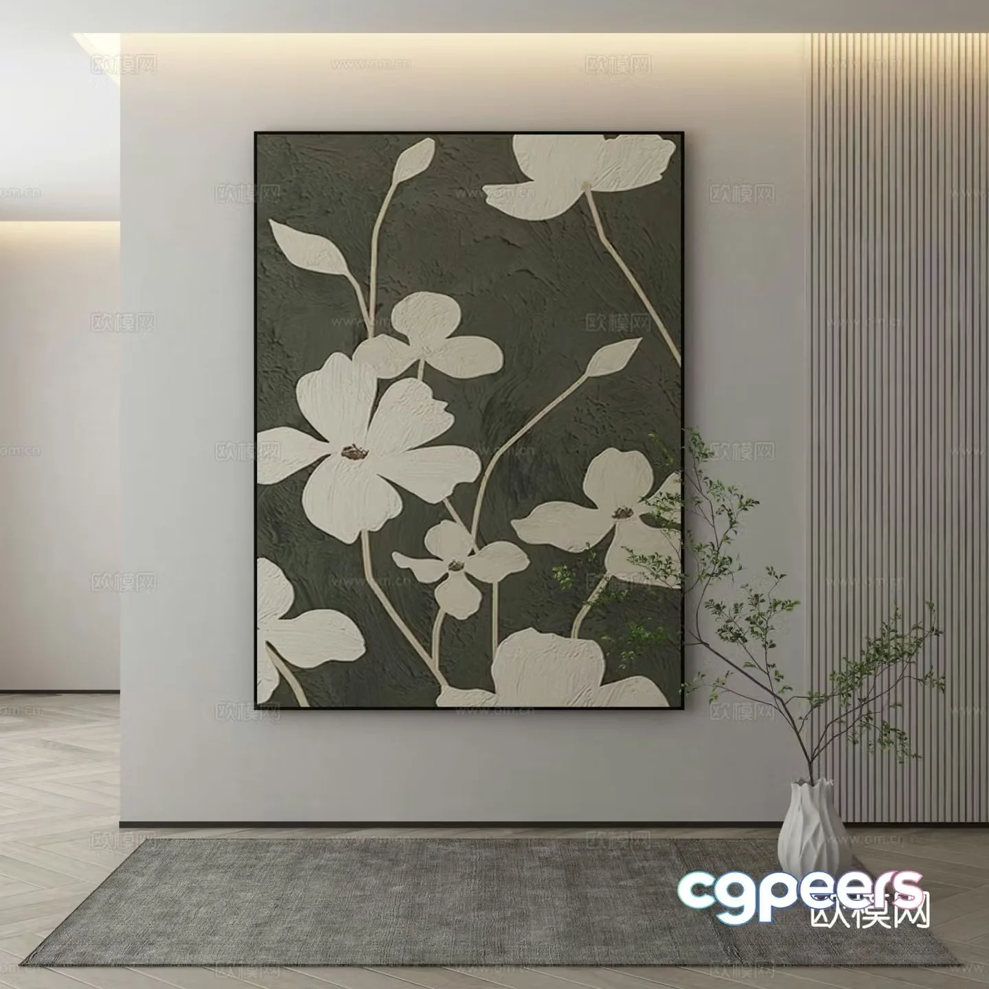 Modern flower painting decorative painting 3d model