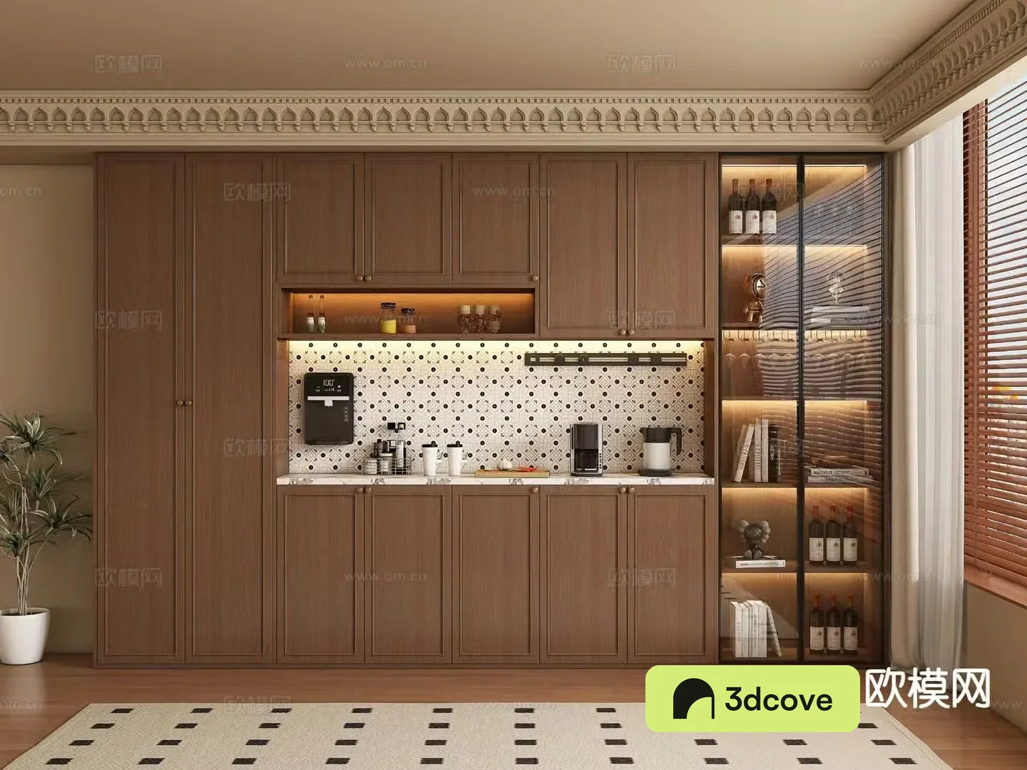 Middle-aged wine cabinet sideboard 3D model