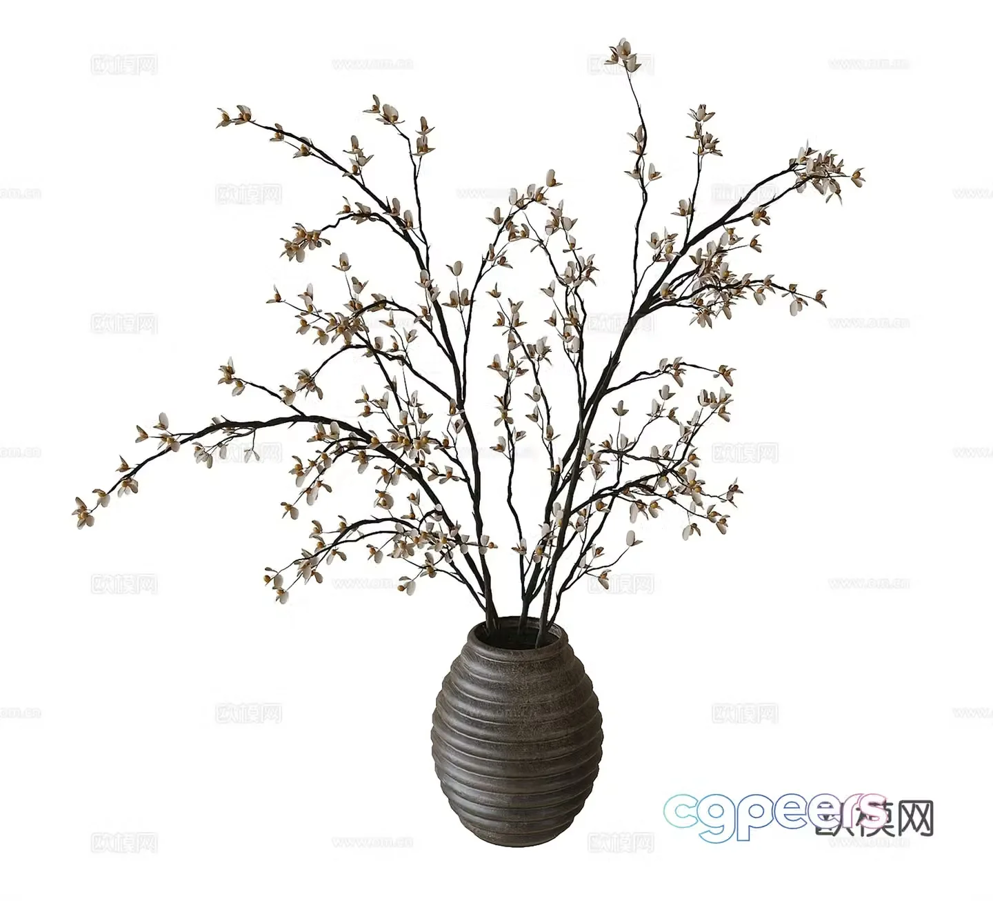 Modern vase flower art flower arrangement flower art 3d model