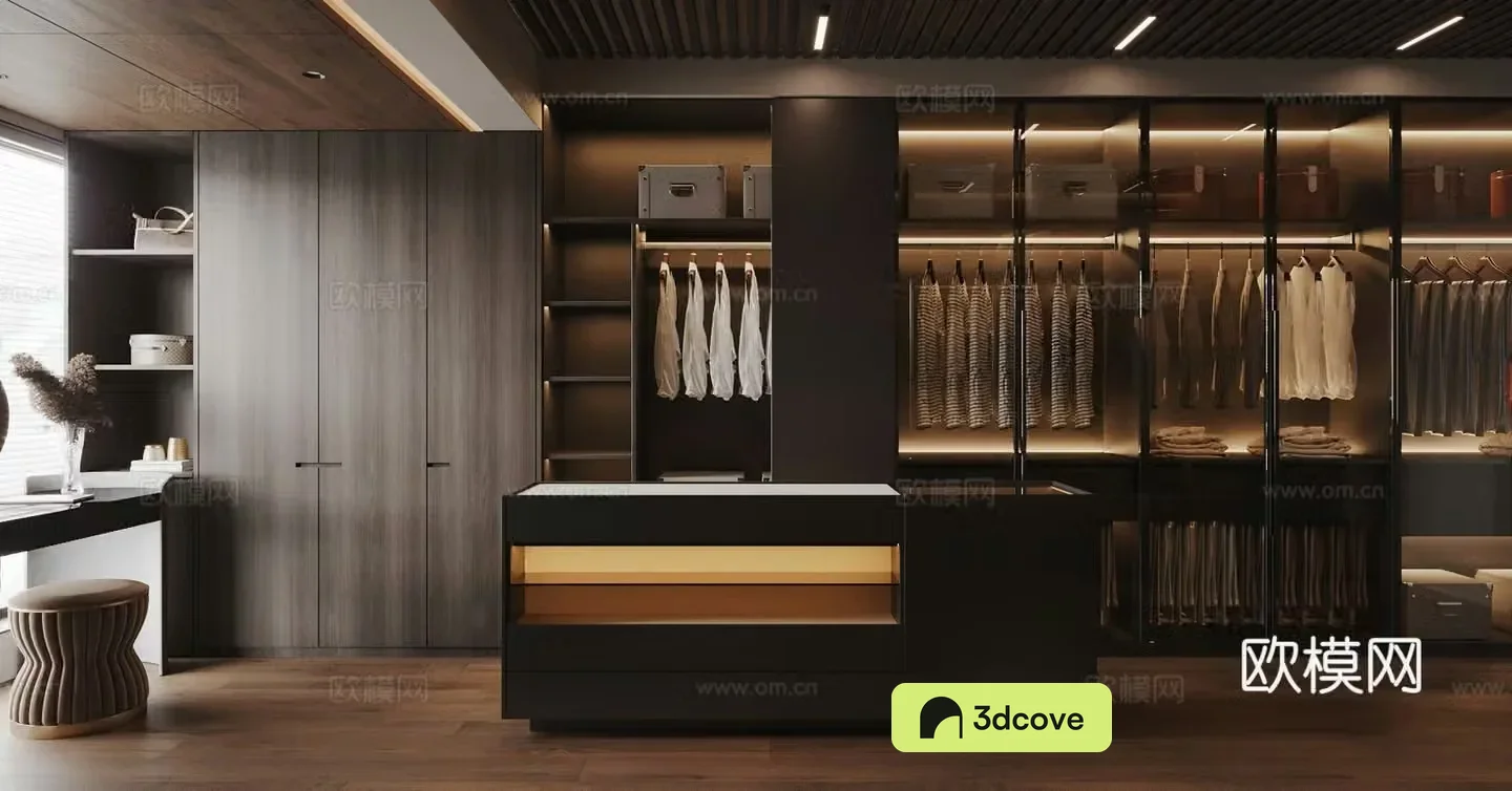 Modern Italian cloakroom Master bedroom cloakroom U-shaped cloakroom Island cloakroom Jewelry table