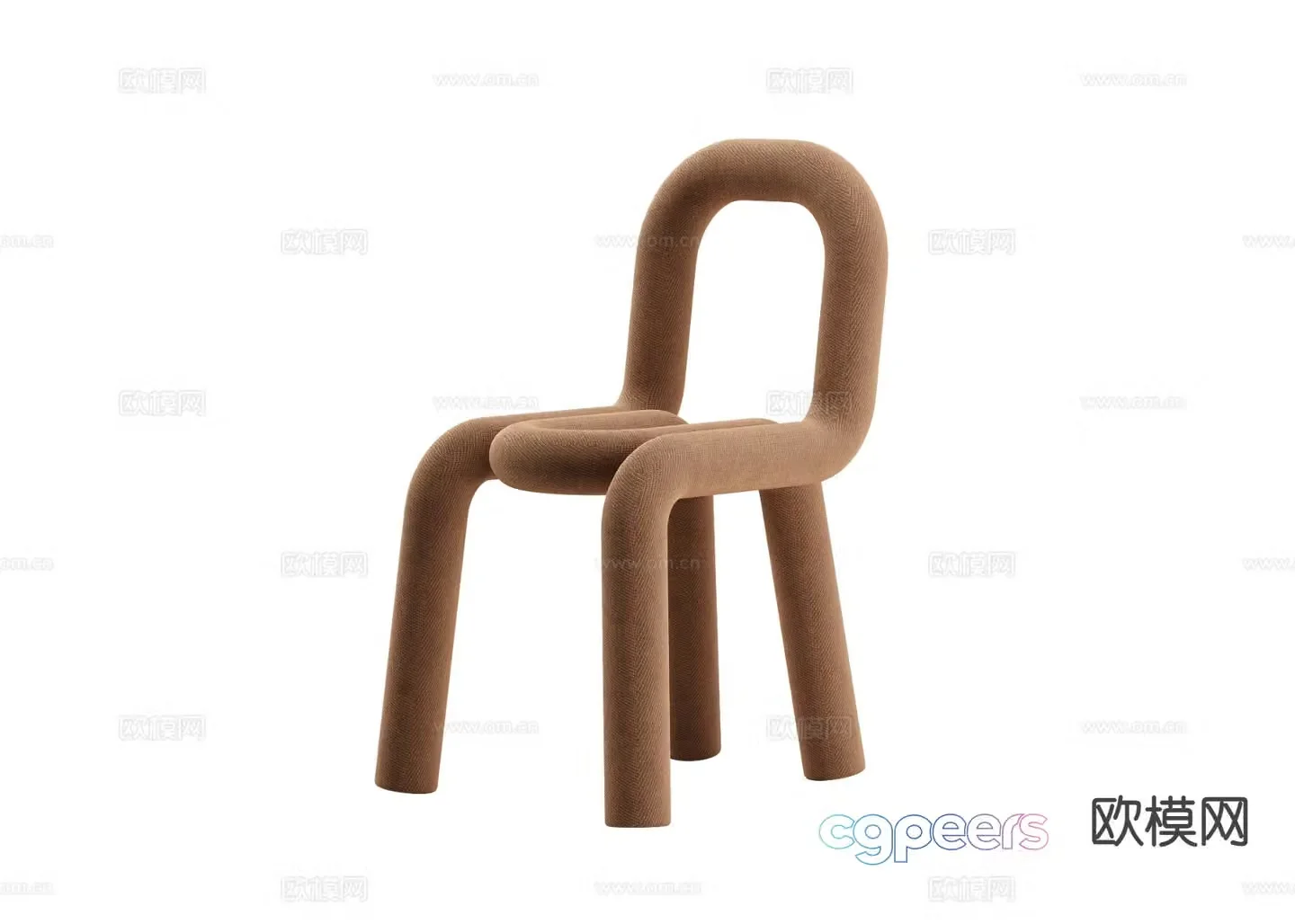 Modern chair bent tube chair single chair 3d model