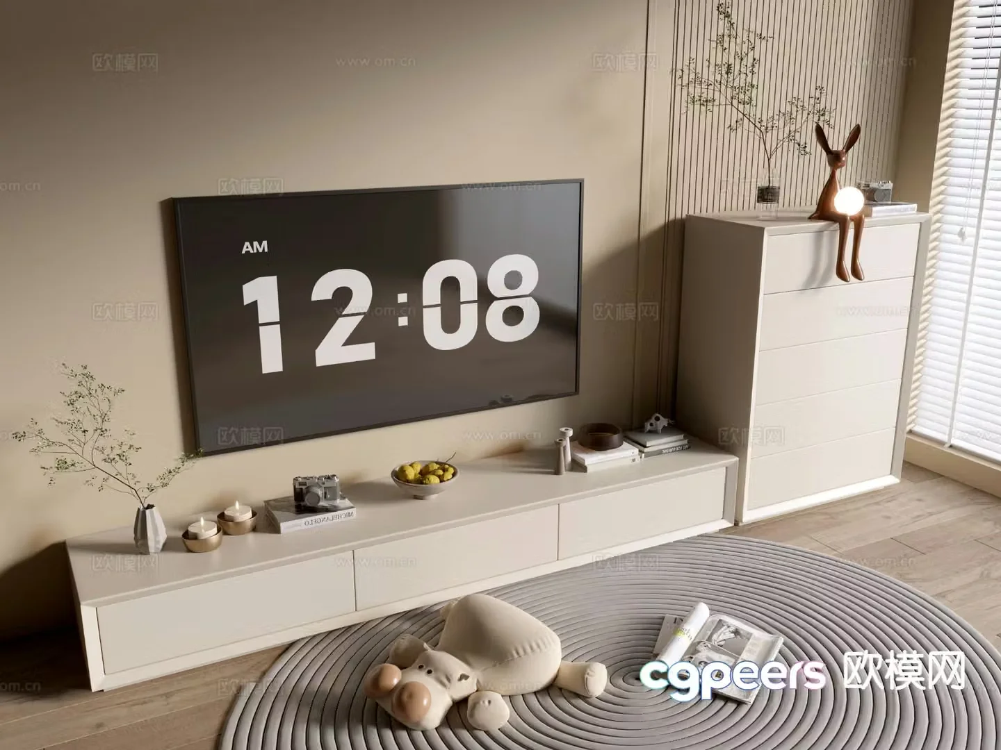 Cream style TV cabinet 3d model