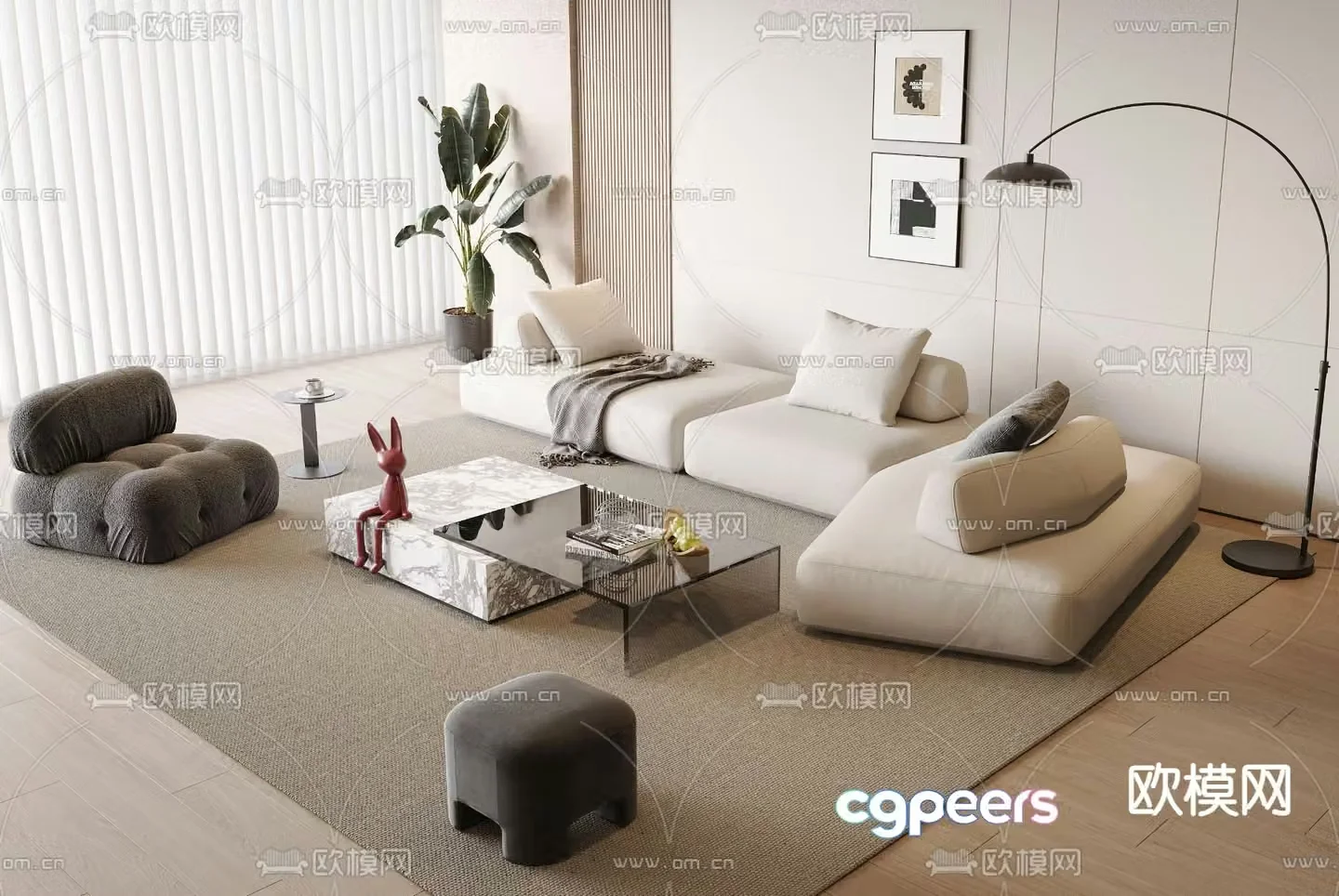 Modern sectional sofa 3d model