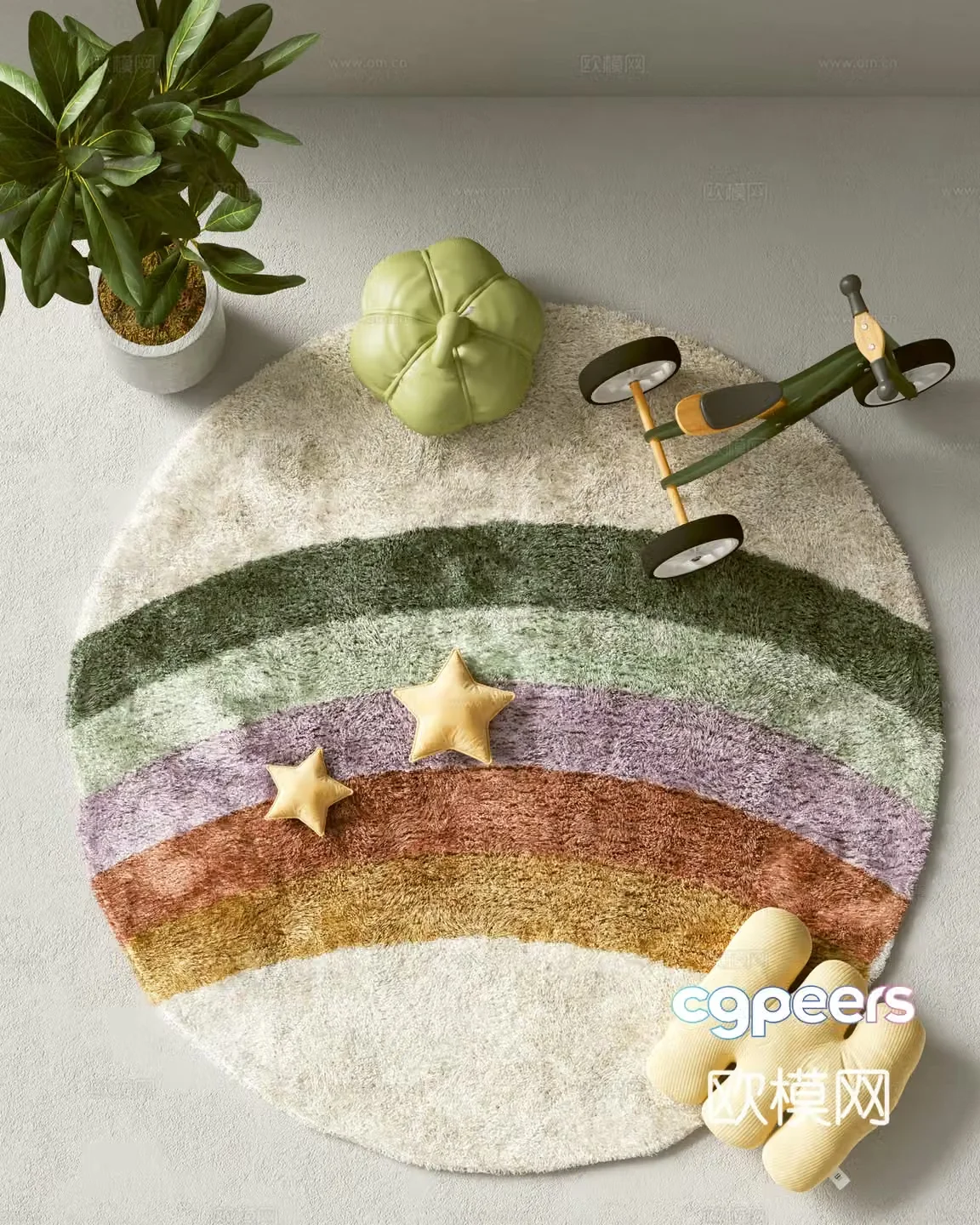 Modern round rug children’s rug 3d model