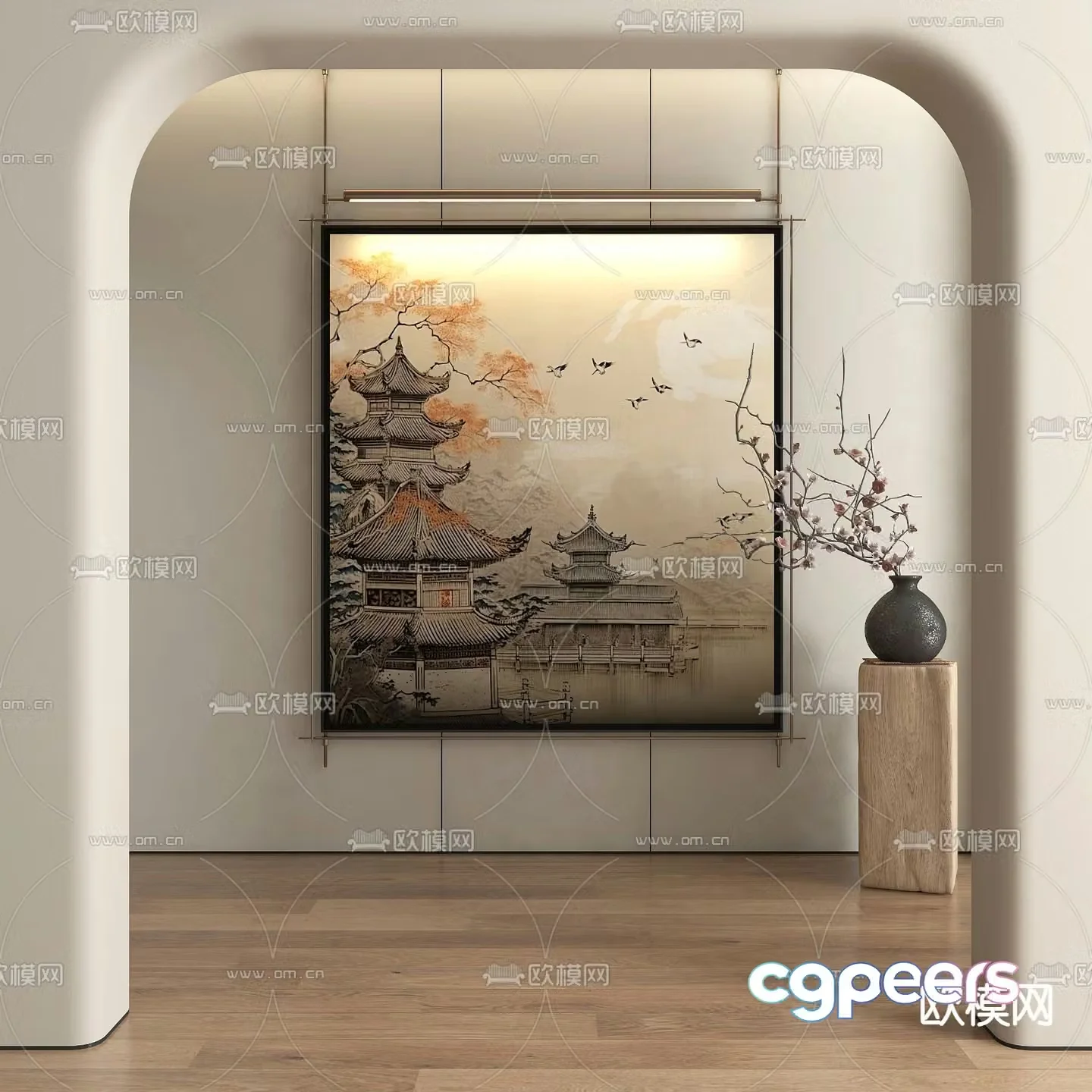 New Chinese style hanging paintings decorative paintings 3D model
