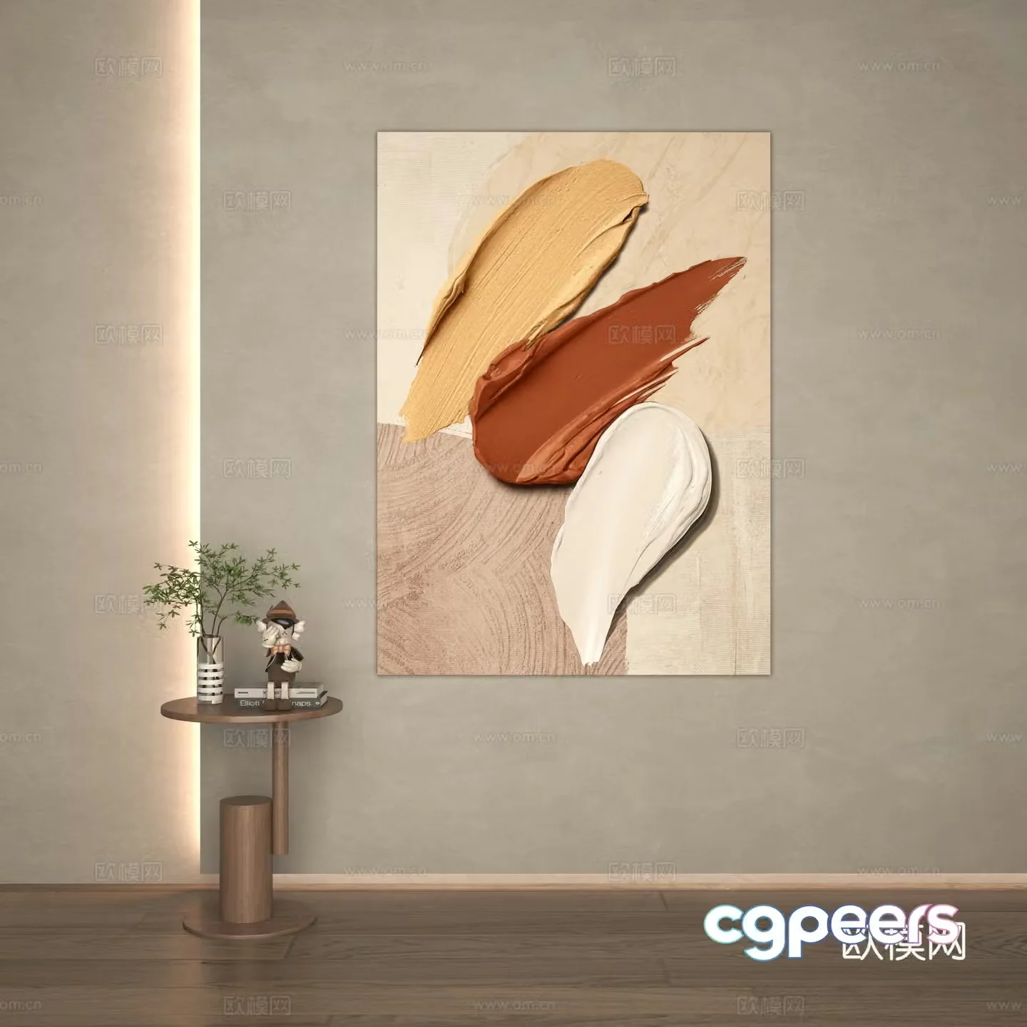 Wasabi style oil painting texture decoration painting 3d model