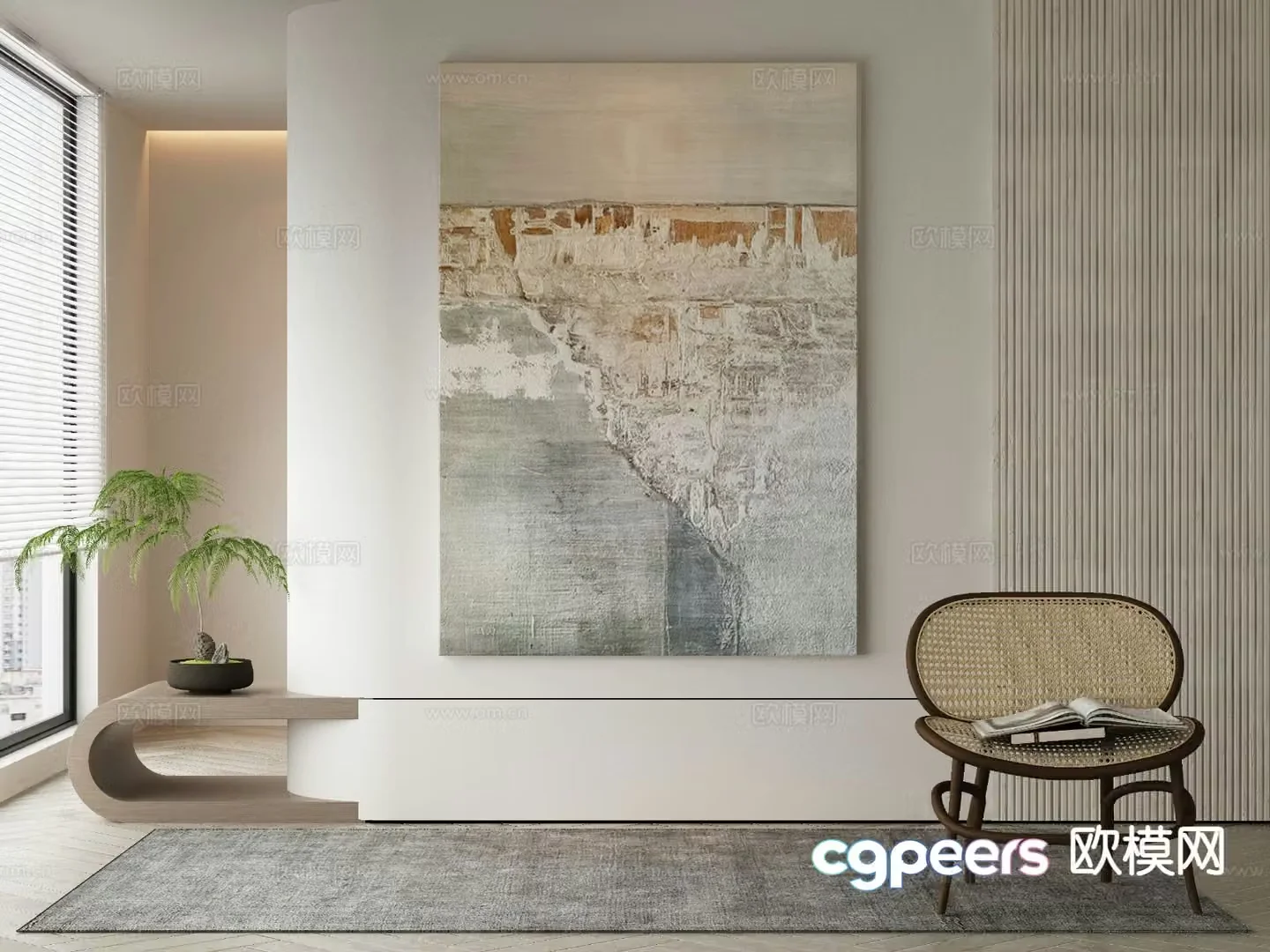 Modern decorative painting oil painting abstract painting 3d model